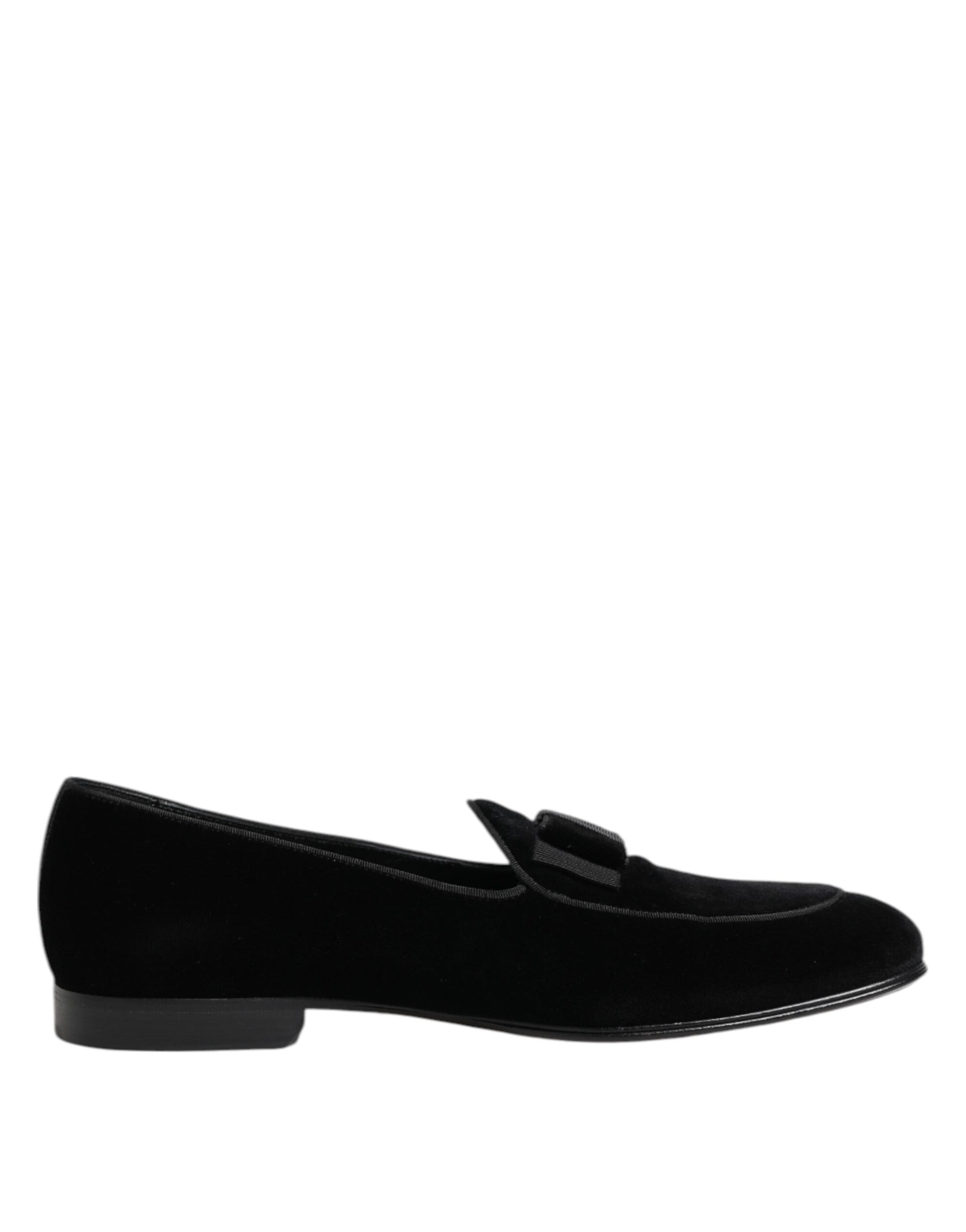 Dolce & Gabbana Black Velvet Loafers Formal Men Dress Shoes Curated Luxury Accessories by Orvyn
