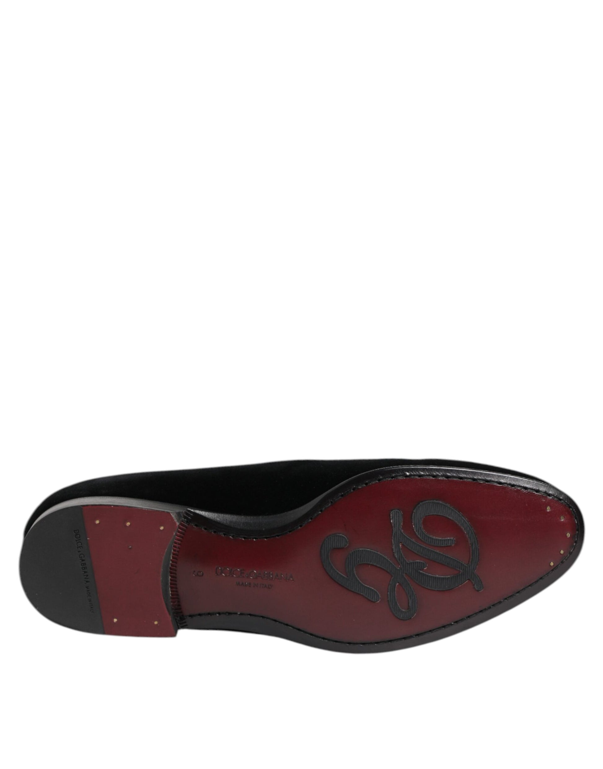 Dolce & Gabbana Black Velvet Loafers Formal Men Dress Shoes Curated Luxury Accessories by Orvyn