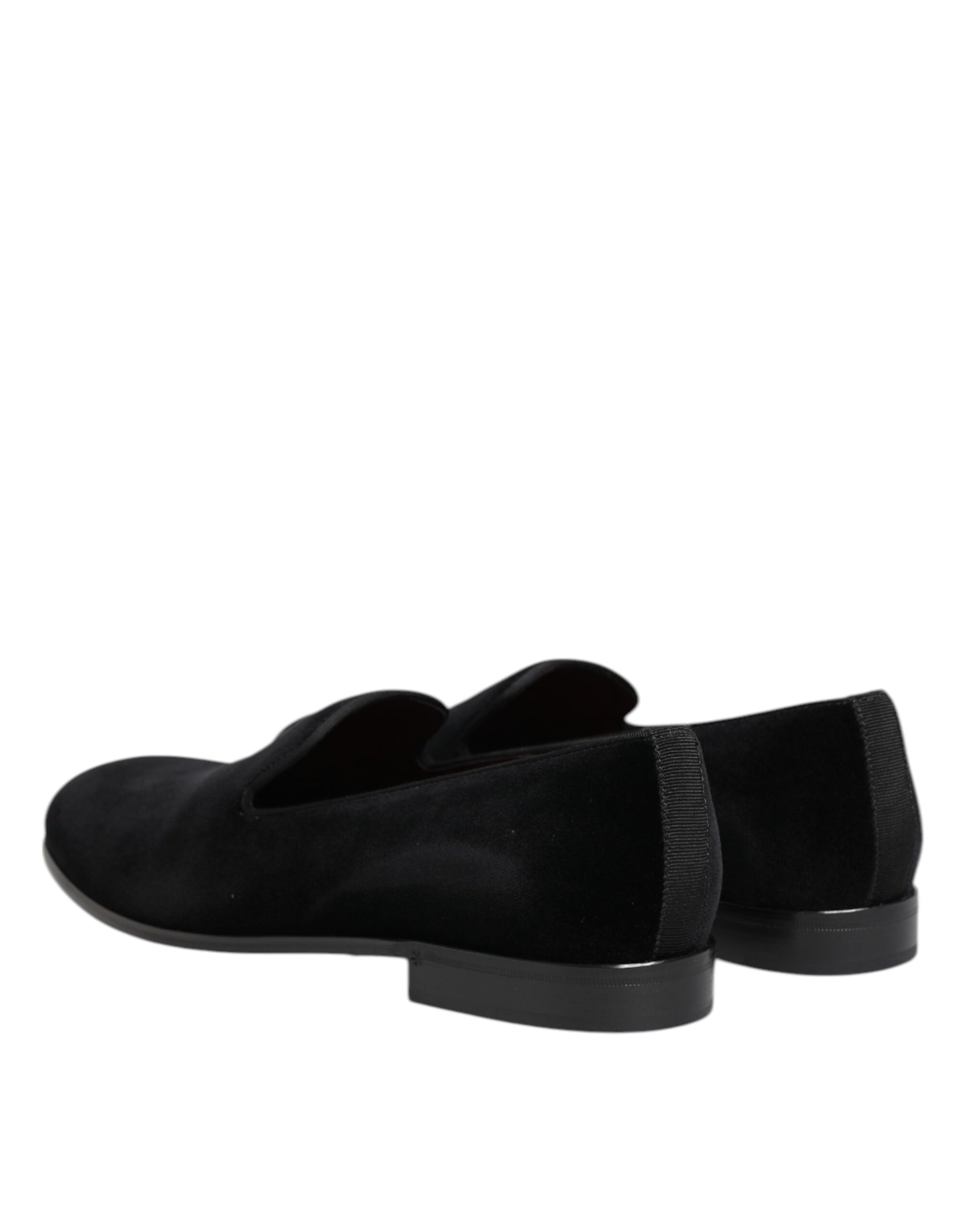 Dolce & Gabbana Black Velvet Slip On Loafers Men Formal Shoes Curated Luxury Accessories by Orvyn