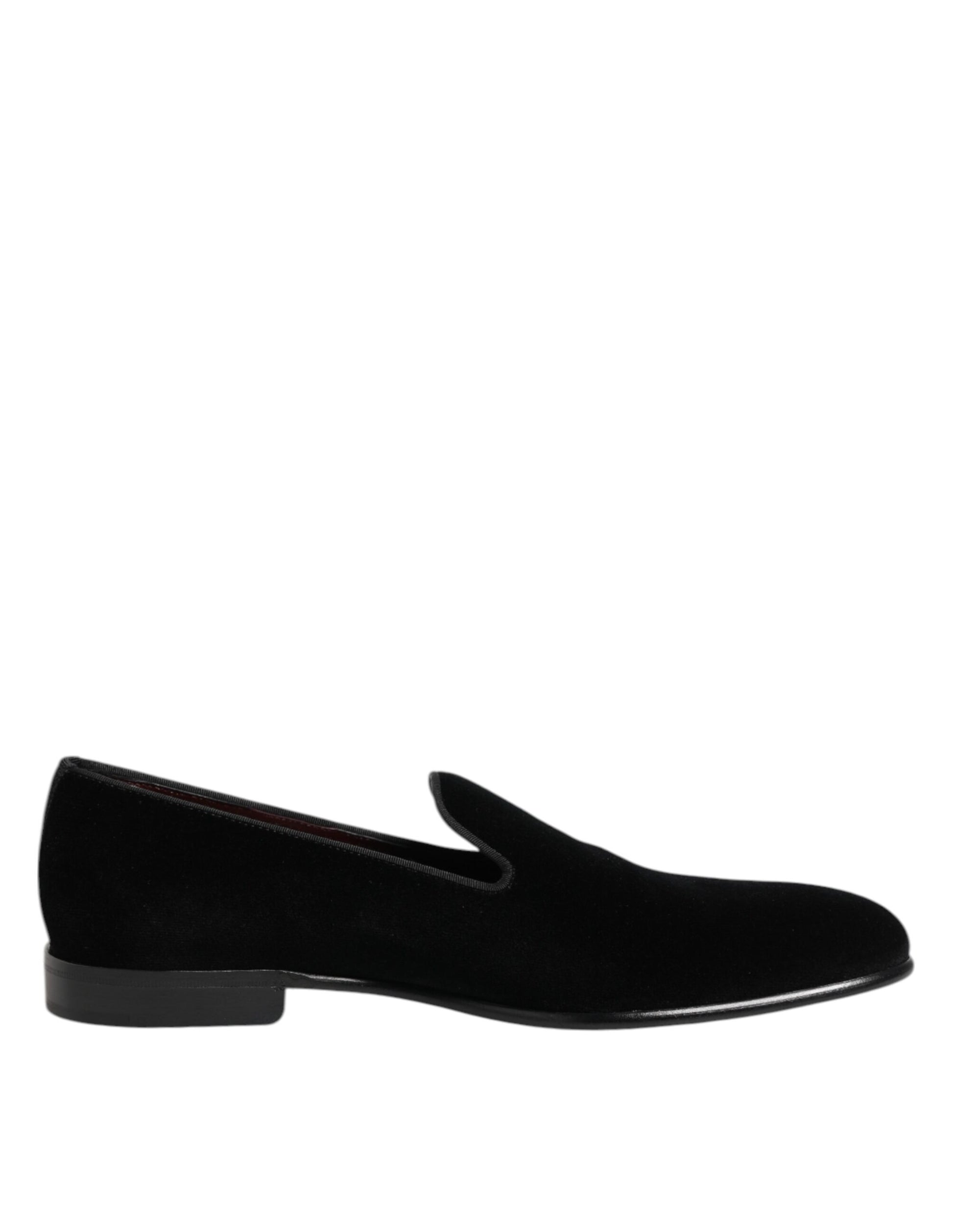 Dolce & Gabbana Black Velvet Slip On Loafers Men Formal Shoes Curated Luxury Accessories by Orvyn