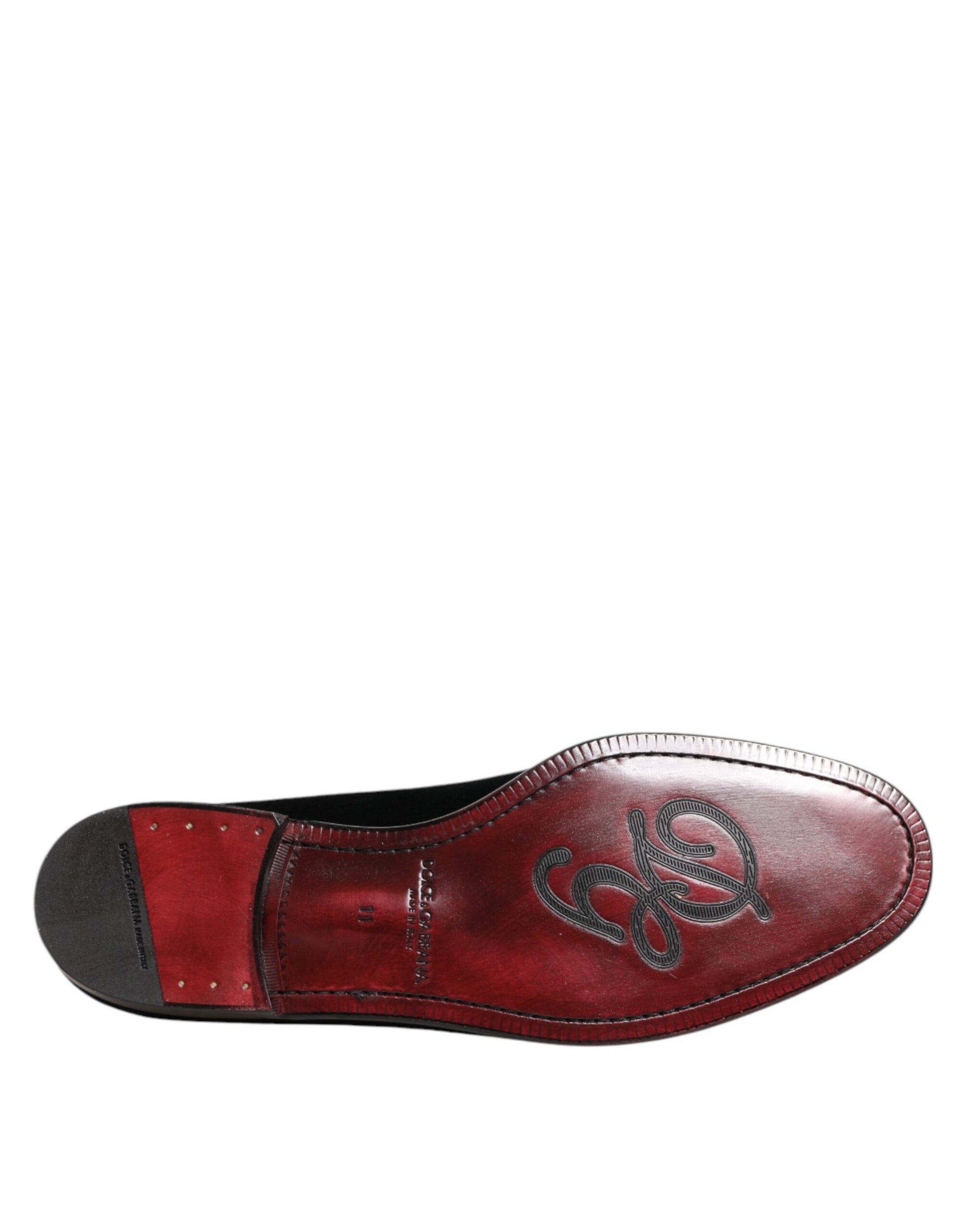 Dolce & Gabbana Black Velvet Slip On Loafers Men Formal Shoes Curated Luxury Accessories by Orvyn