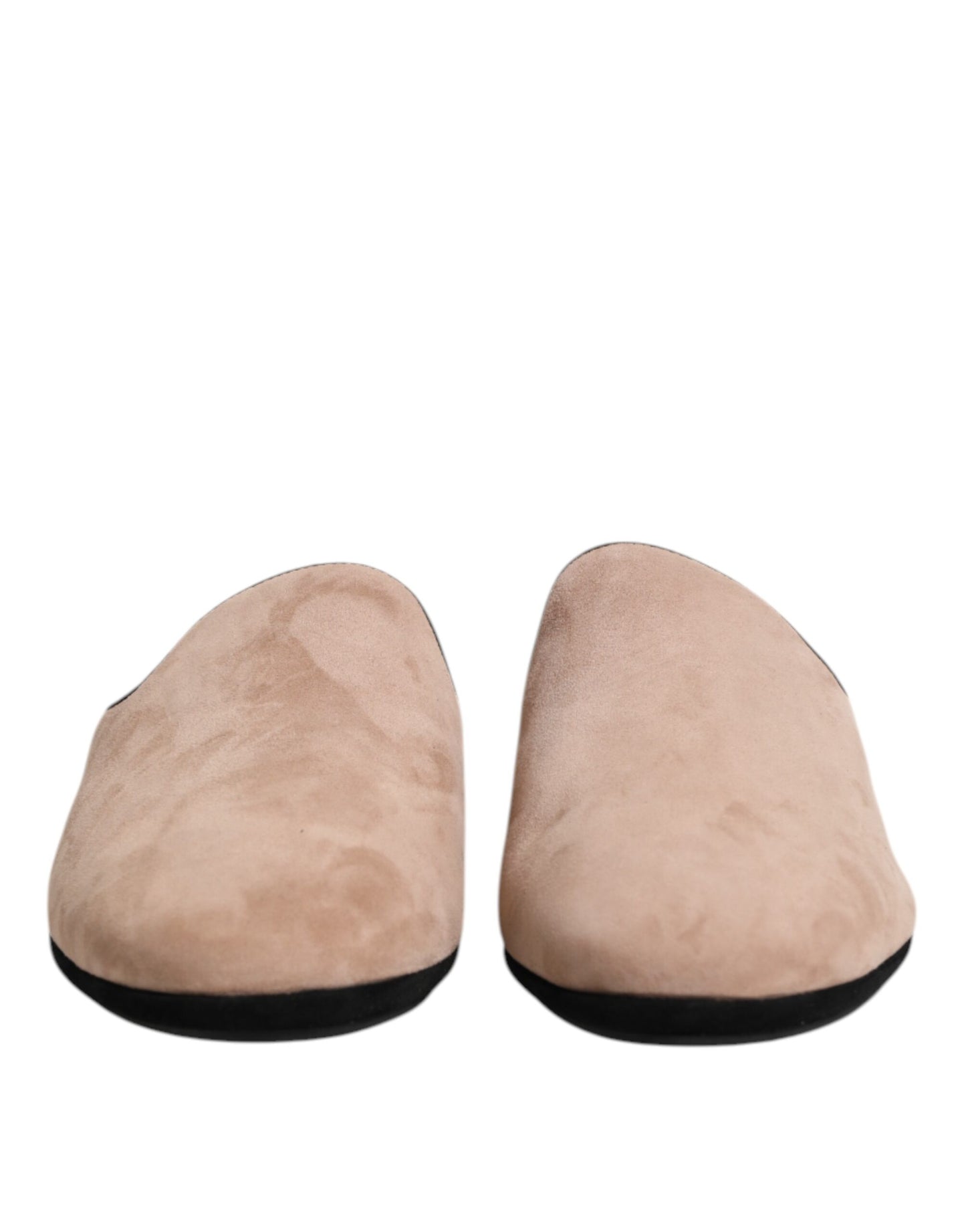 Dolce & Gabbana Beige Suede Leather Slides Flat Slipper Shoes Curated Luxury Accessories by Orvyn