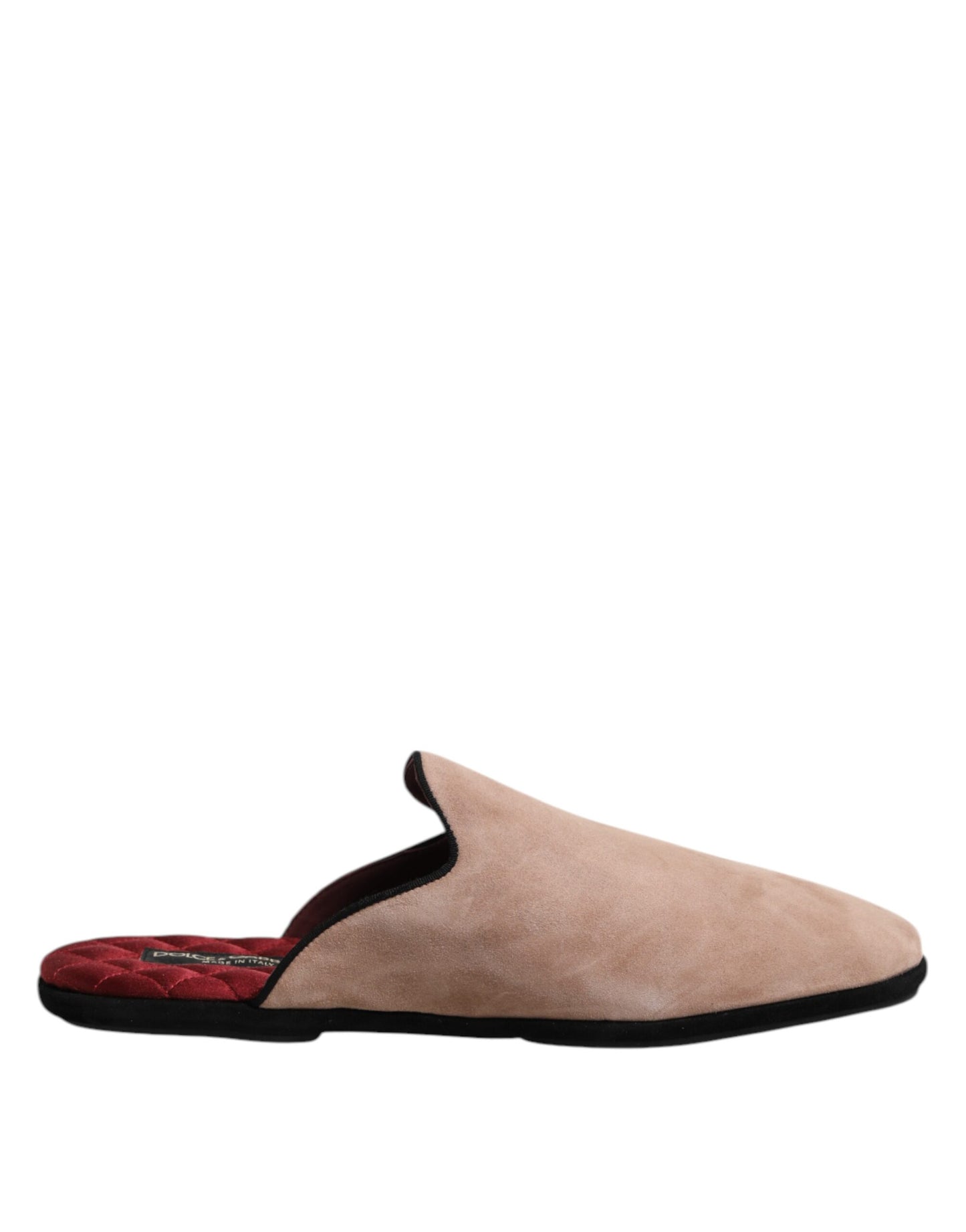 Dolce & Gabbana Beige Suede Leather Slides Flat Slipper Shoes Curated Luxury Accessories by Orvyn