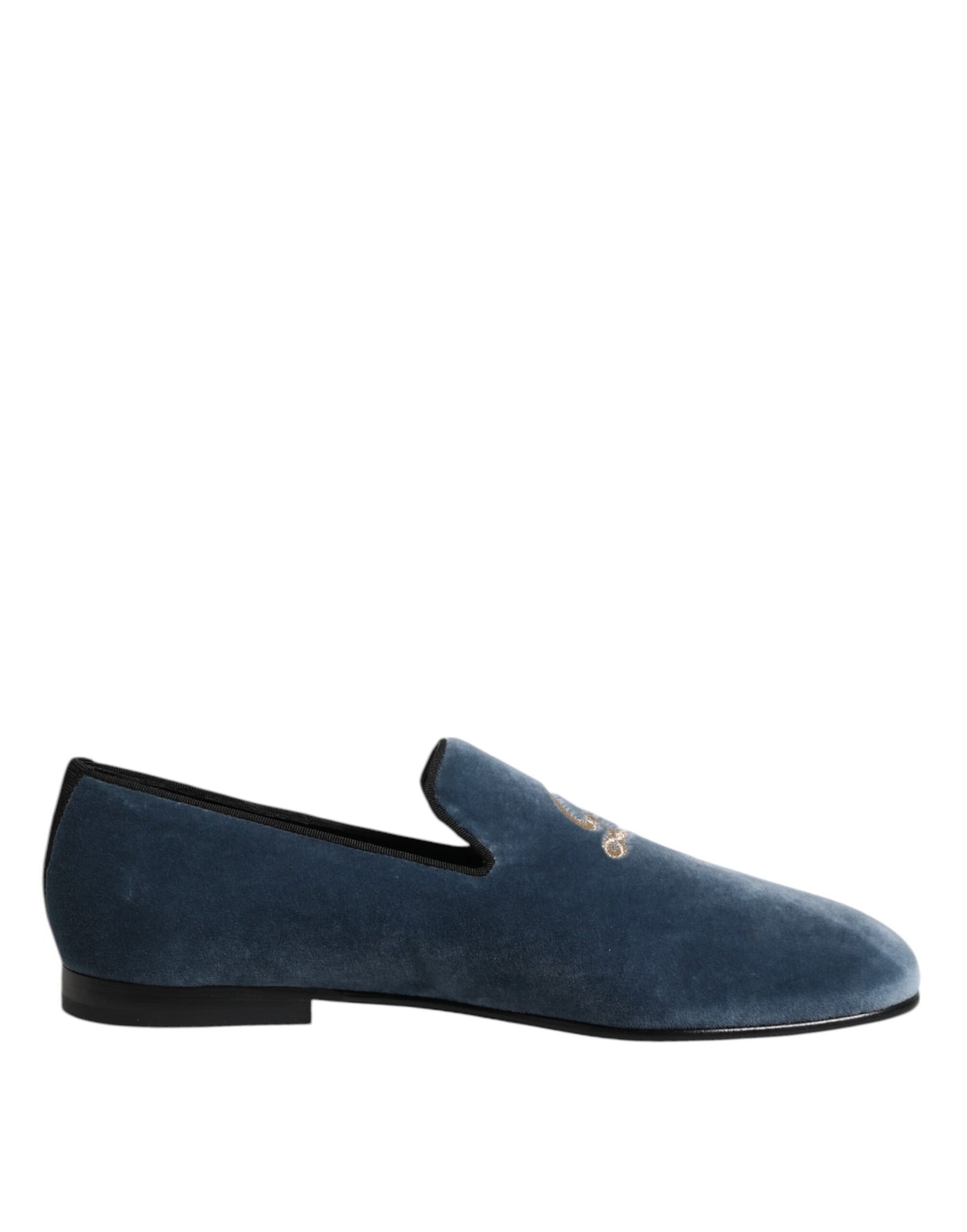 Dolce & Gabbana Blue Velvet DG Logo Loafers Formal Shoes Curated Luxury Accessories by Orvyn