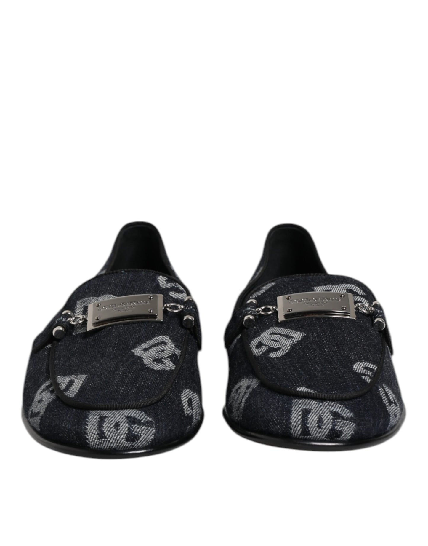 Dolce & Gabbana Blue Logo Cotton Loafers Formal Dress Shoes Curated Luxury Accessories by Orvyn