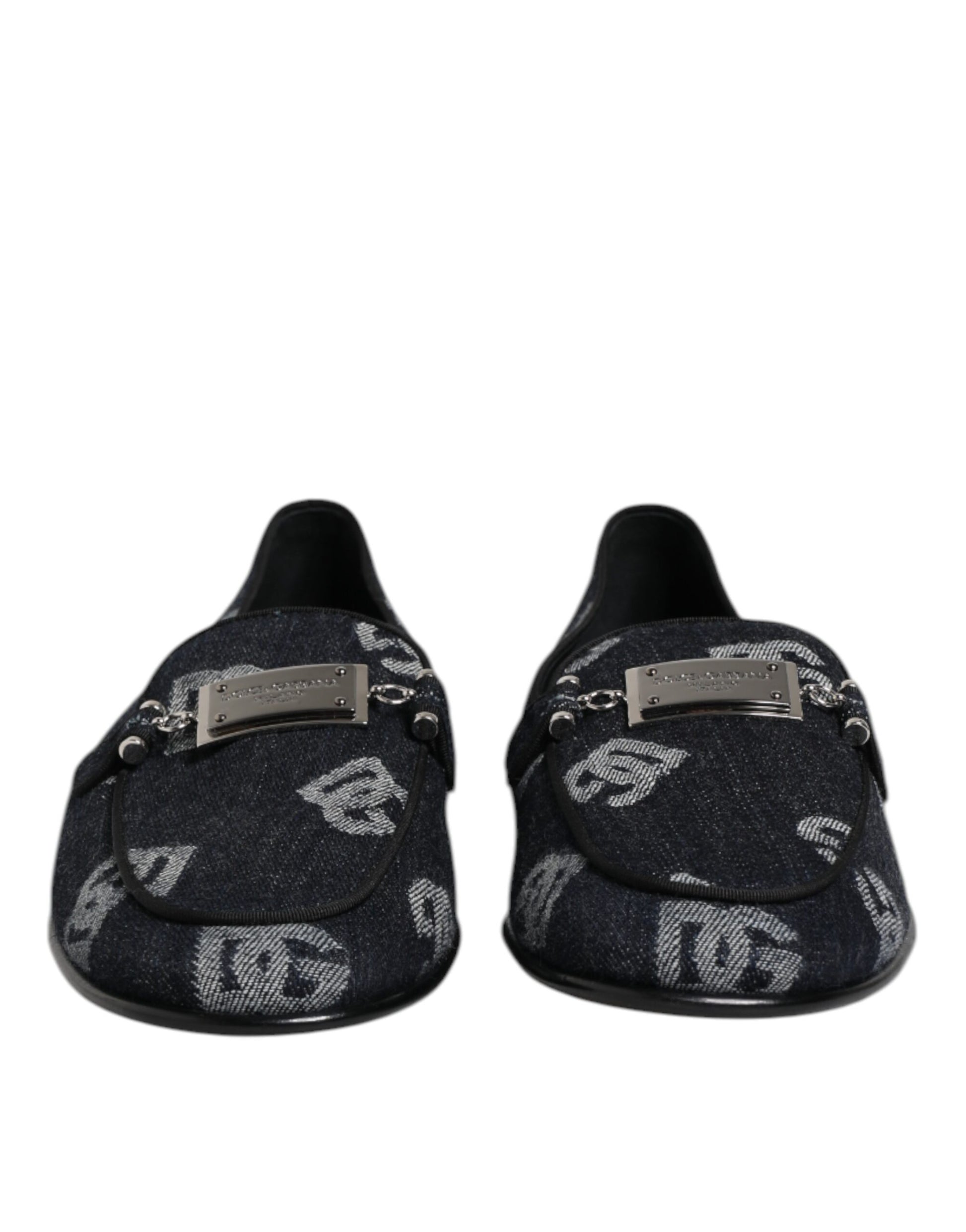 Dolce & Gabbana Blue Logo Cotton Loafers Formal Dress Shoes Curated Luxury Accessories by Orvyn