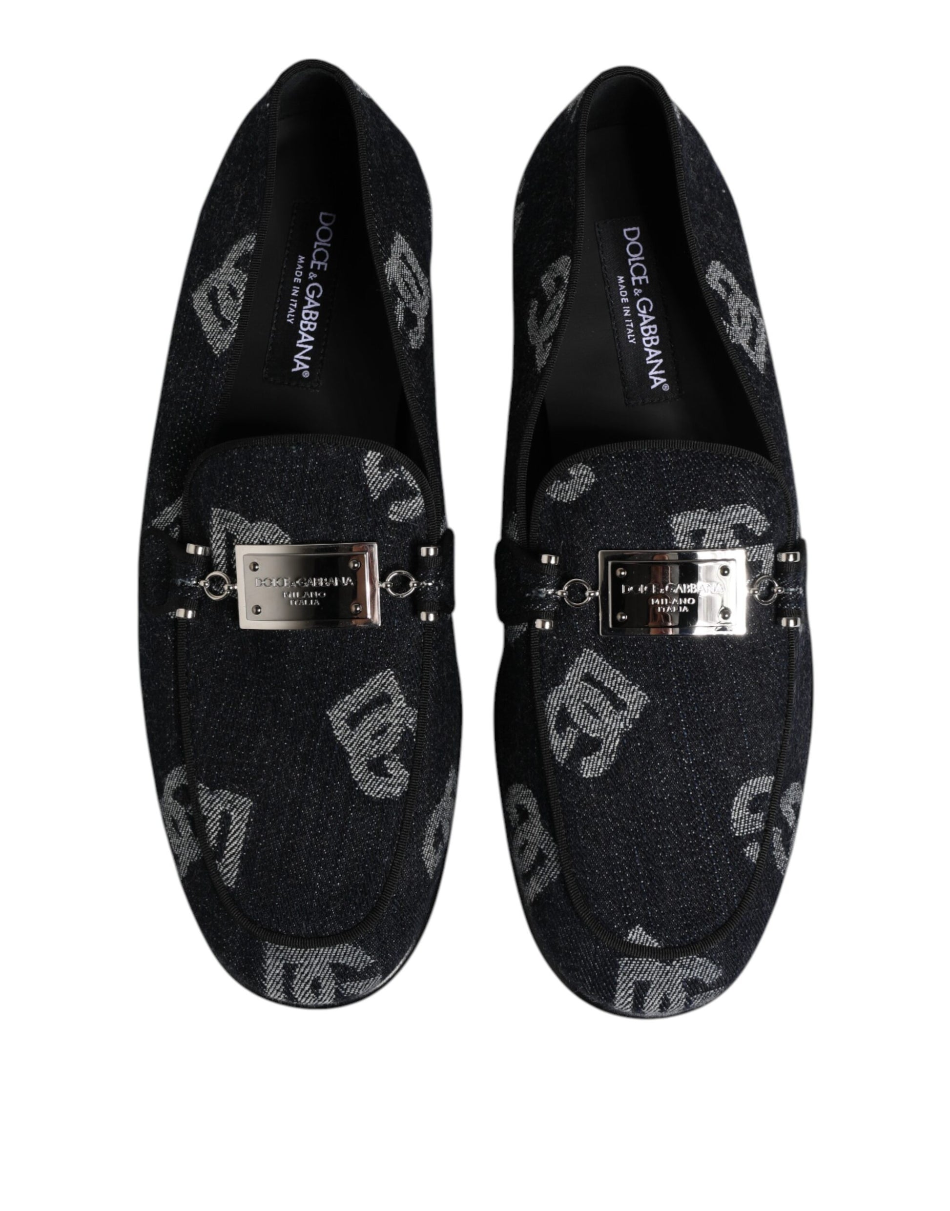 Dolce & Gabbana Blue Logo Cotton Loafers Formal Dress Shoes Curated Luxury Accessories by Orvyn