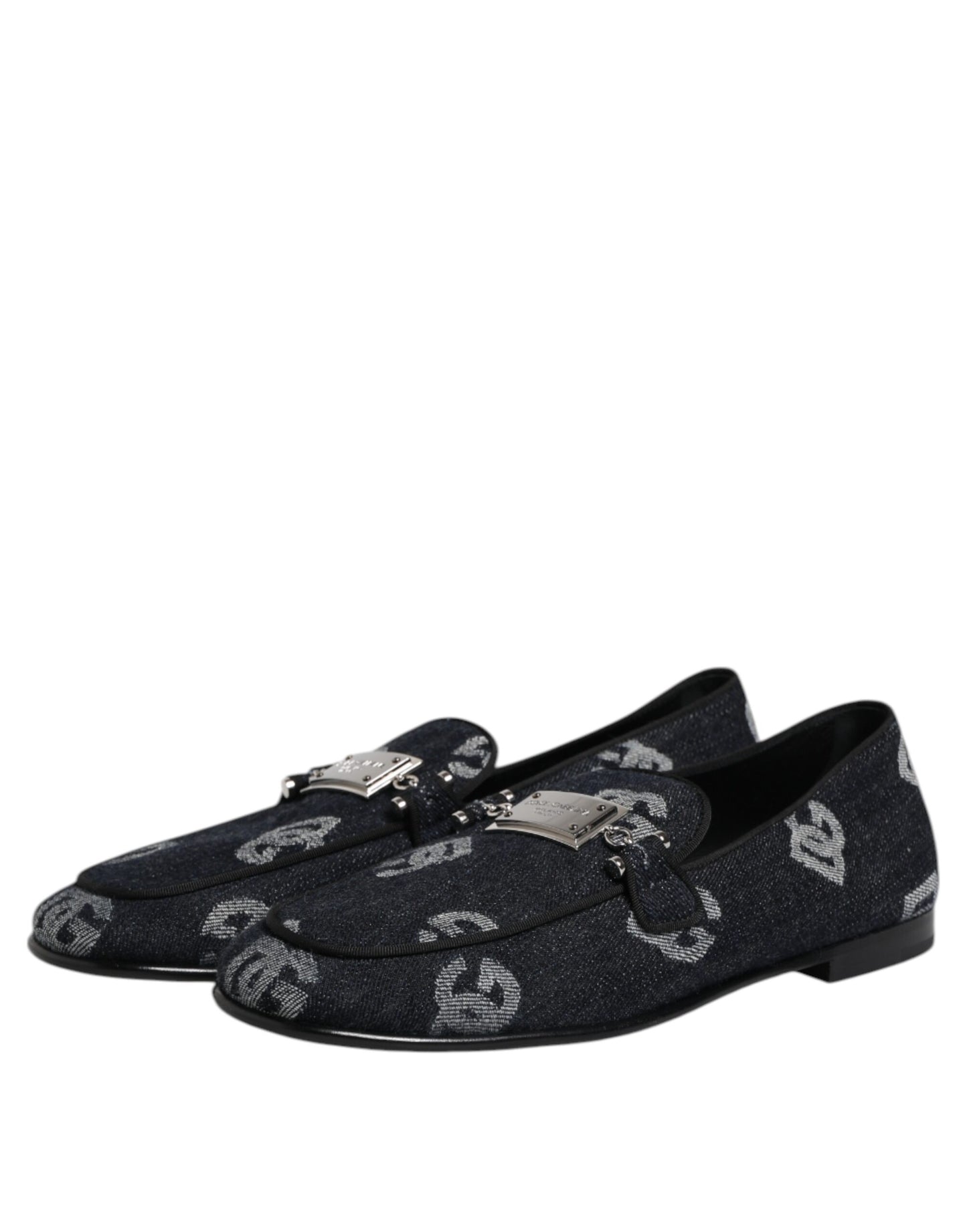 Dolce & Gabbana Blue Logo Cotton Loafers Formal Dress Shoes Curated Luxury Accessories by Orvyn