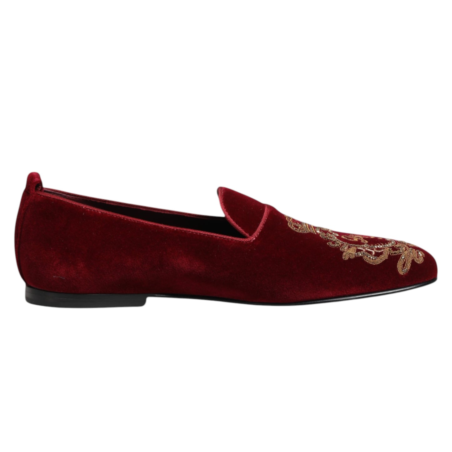 Dolce & Gabbana Red Velvet Gold Crown Mens Loafers Shoes Curated Luxury Accessories by Orvyn