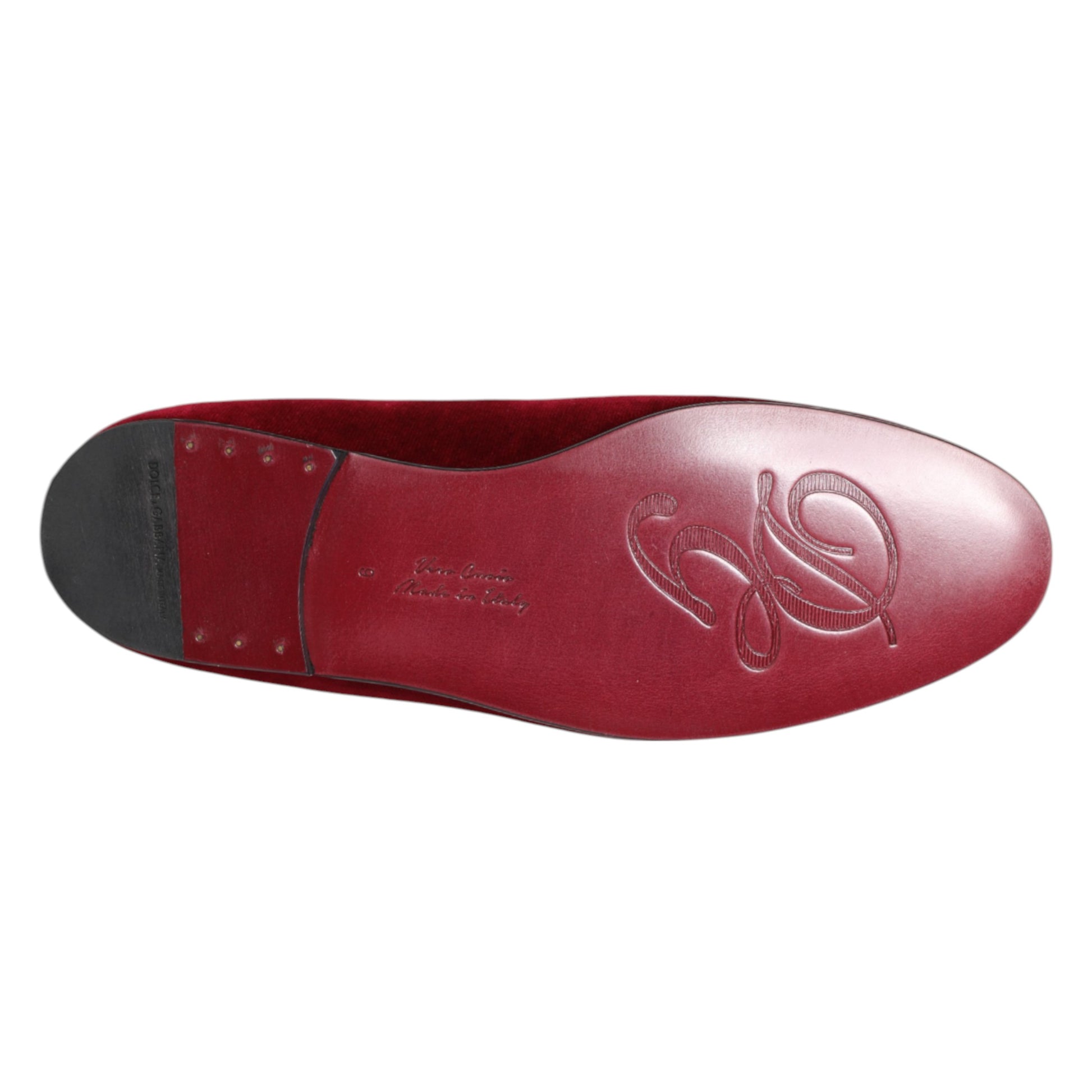 Dolce & Gabbana Red Velvet Gold Crown Mens Loafers Shoes Curated Luxury Accessories by Orvyn