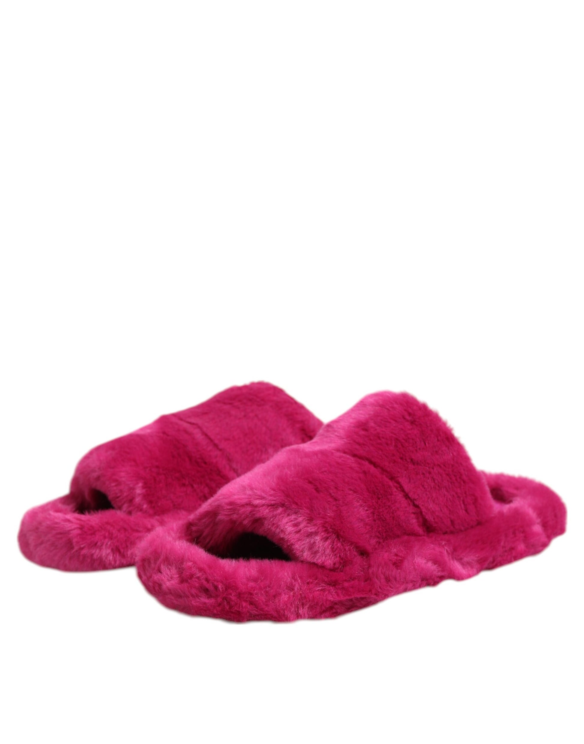 Dolce & Gabbana Pink Acrylic Faux Fur Mens Flats Sandals Shoes Curated Luxury Accessories by Orvyn