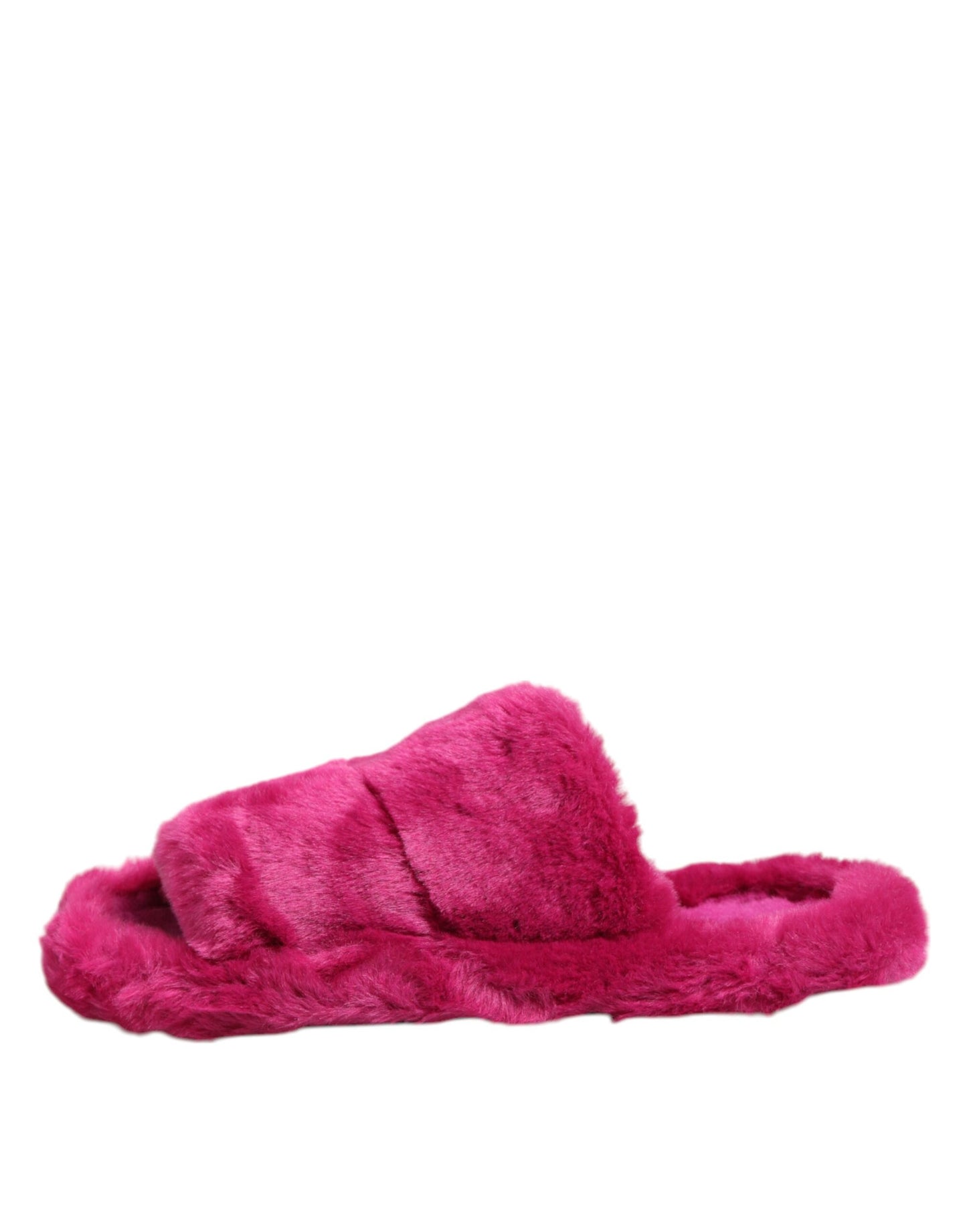 Dolce & Gabbana Pink Acrylic Faux Fur Mens Flats Sandals Shoes Curated Luxury Accessories by Orvyn