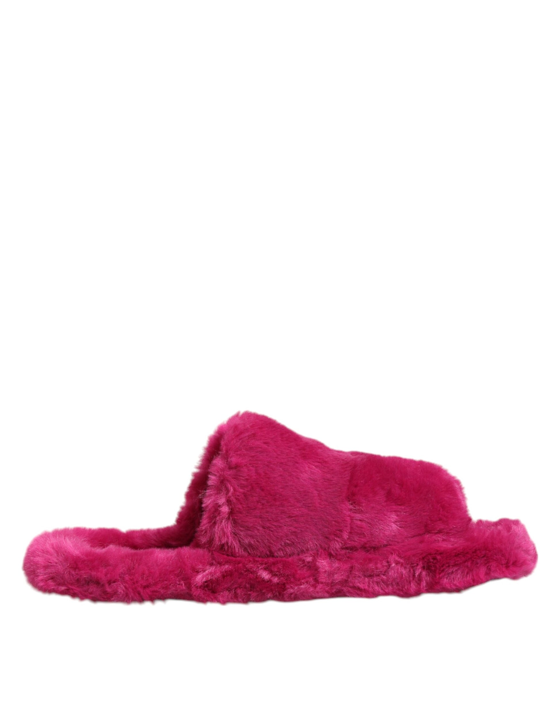 Dolce & Gabbana Pink Acrylic Faux Fur Mens Flats Sandals Shoes Curated Luxury Accessories by Orvyn
