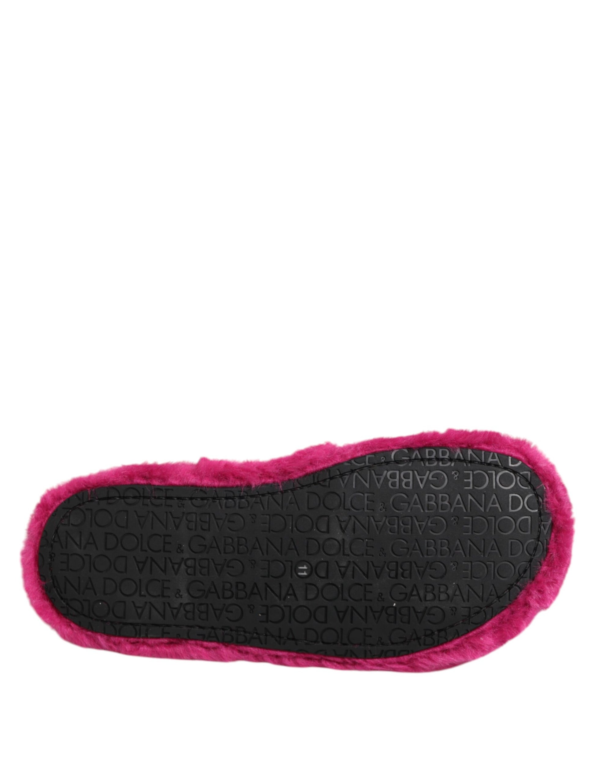 Dolce & Gabbana Pink Acrylic Faux Fur Mens Flats Sandals Shoes Curated Luxury Accessories by Orvyn