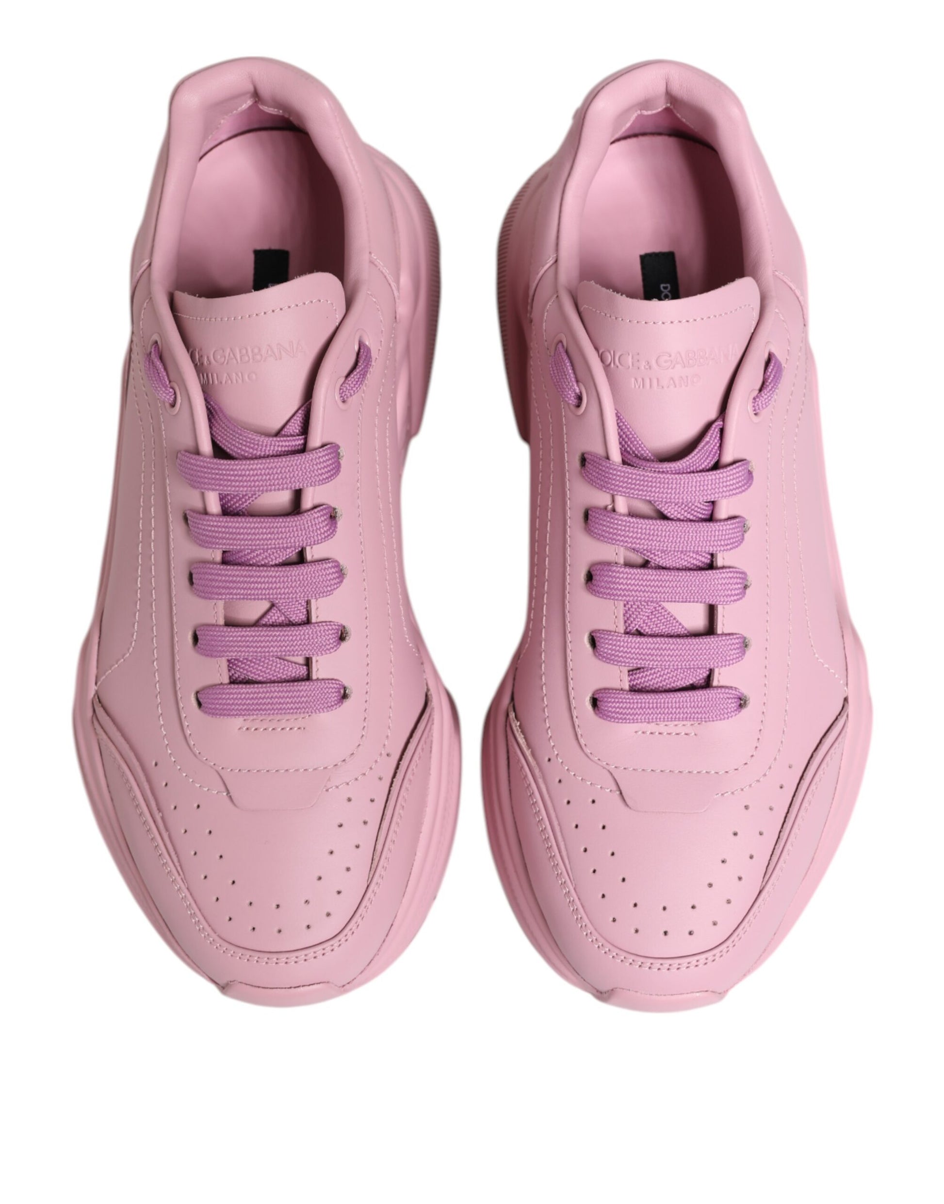 Dolce & Gabbana Pink Leather Daymaster Low Top Sneakers Shoes Curated Luxury Accessories by Orvyn