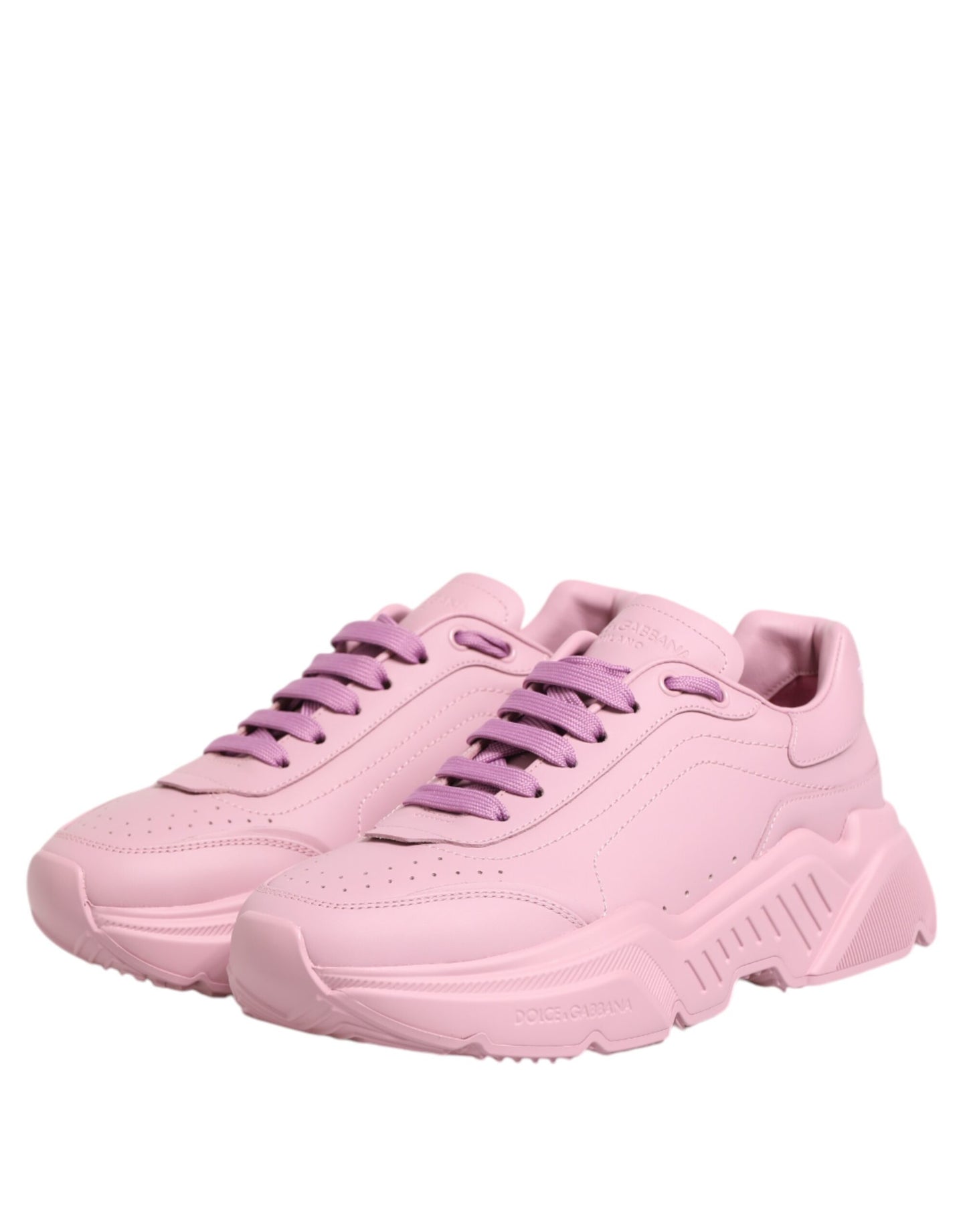 Dolce & Gabbana Pink Leather Daymaster Low Top Sneakers Shoes Curated Luxury Accessories by Orvyn
