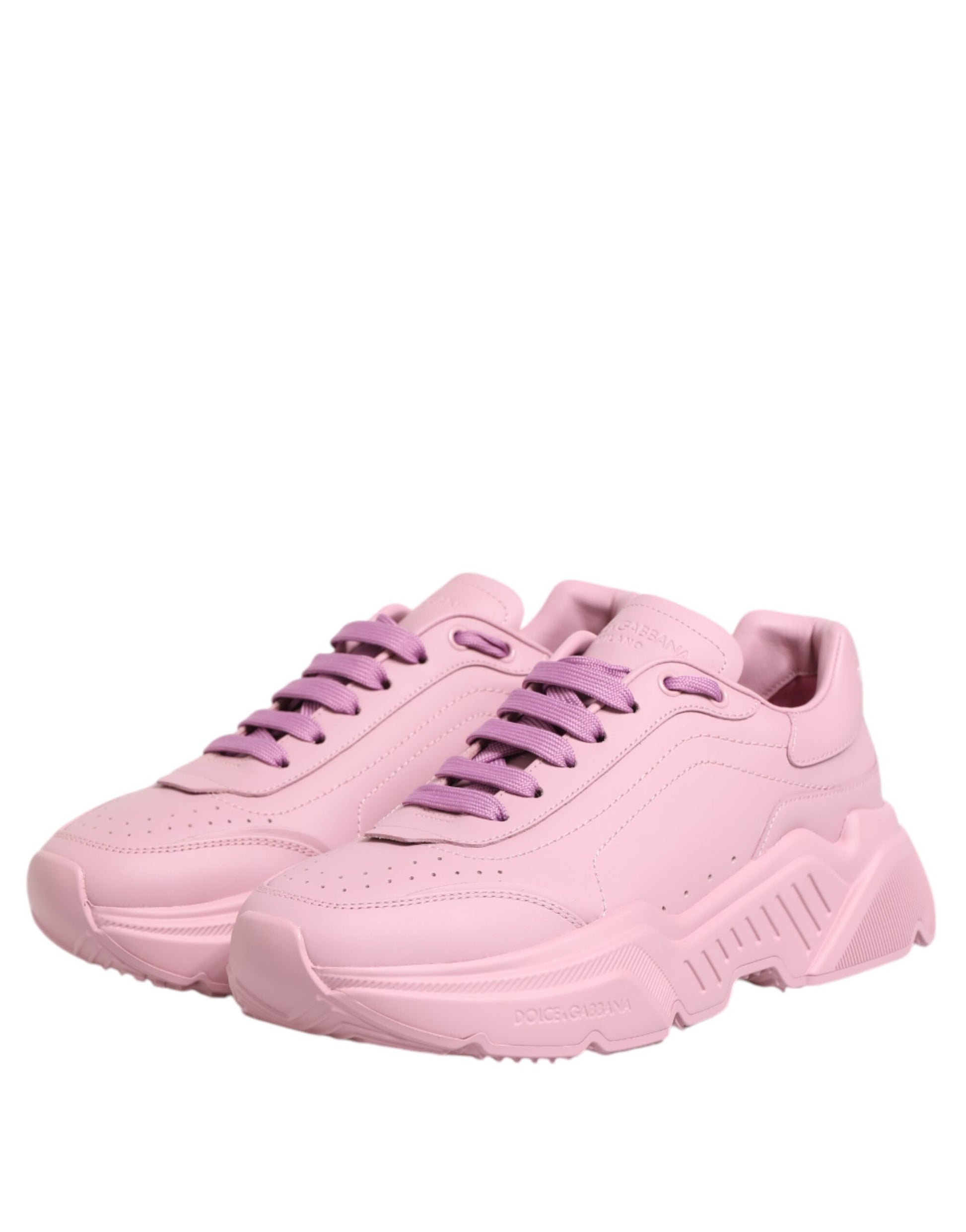 Dolce & Gabbana Pink Leather Daymaster Low Top Sneakers Shoes Curated Luxury Accessories by Orvyn