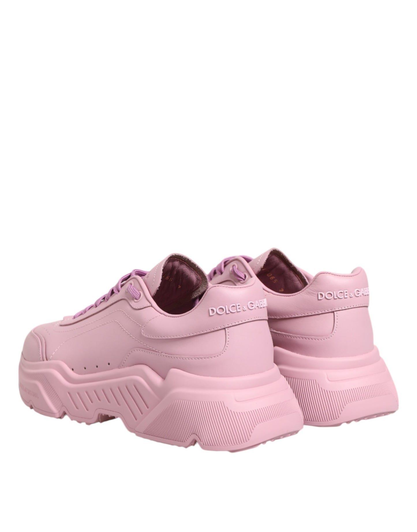Dolce & Gabbana Pink Leather Daymaster Low Top Sneakers Shoes Curated Luxury Accessories by Orvyn