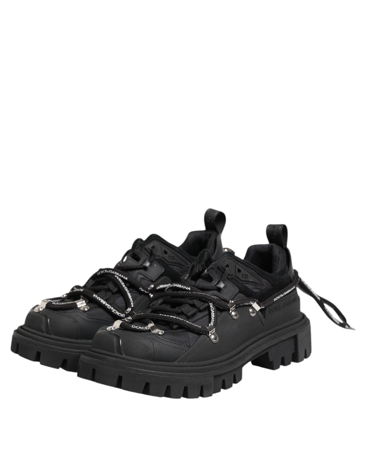 Dolce & Gabbana Black Low Top Lace Up Trekking Sneakers Shoes Curated Luxury Accessories by Orvyn