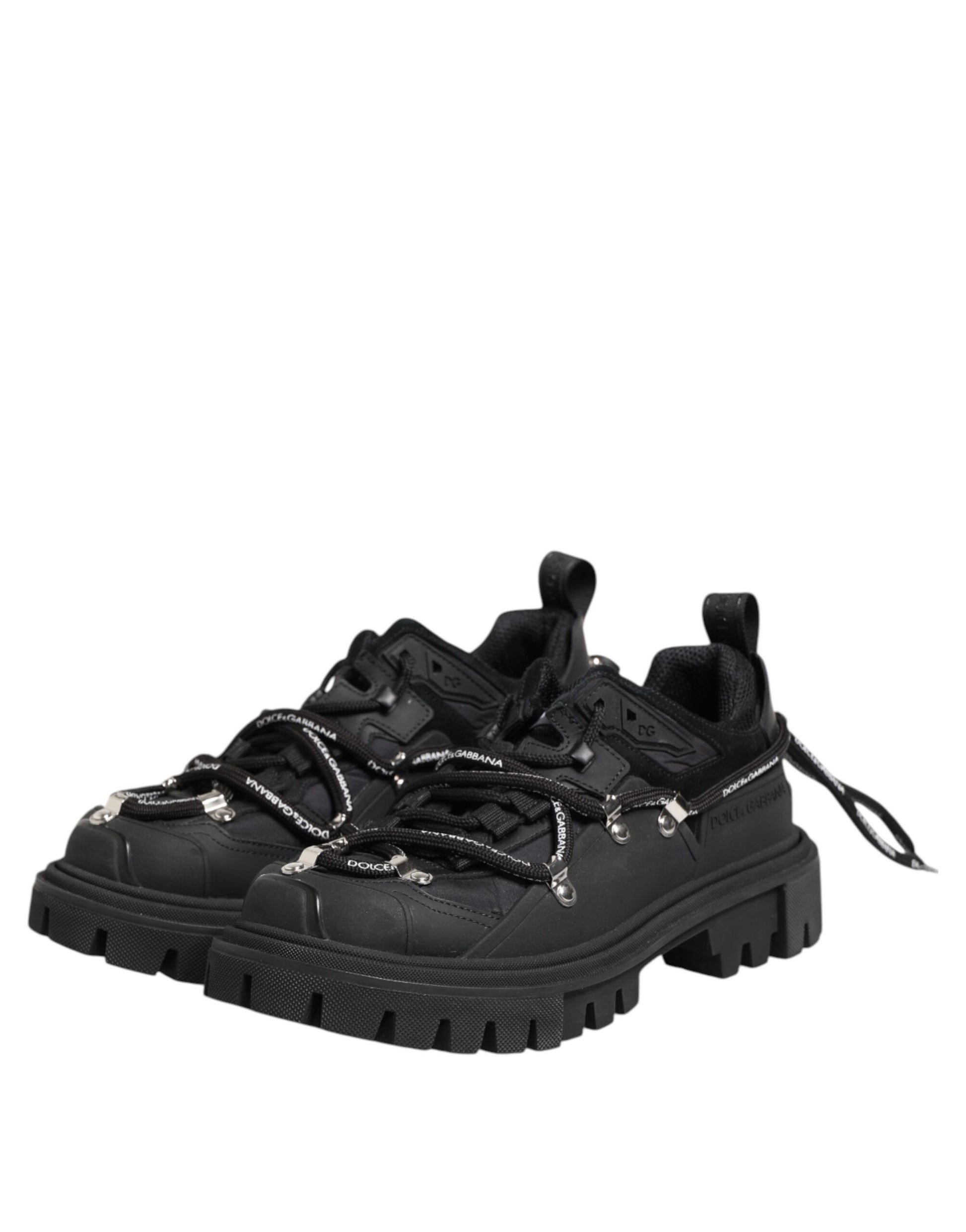 Dolce & Gabbana Black Low Top Lace Up Trekking Sneakers Shoes Curated Luxury Accessories by Orvyn