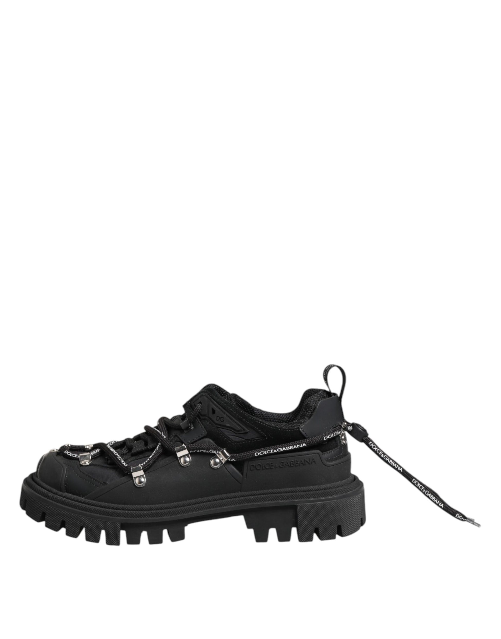 Dolce & Gabbana Black Low Top Lace Up Trekking Sneakers Shoes Curated Luxury Accessories by Orvyn