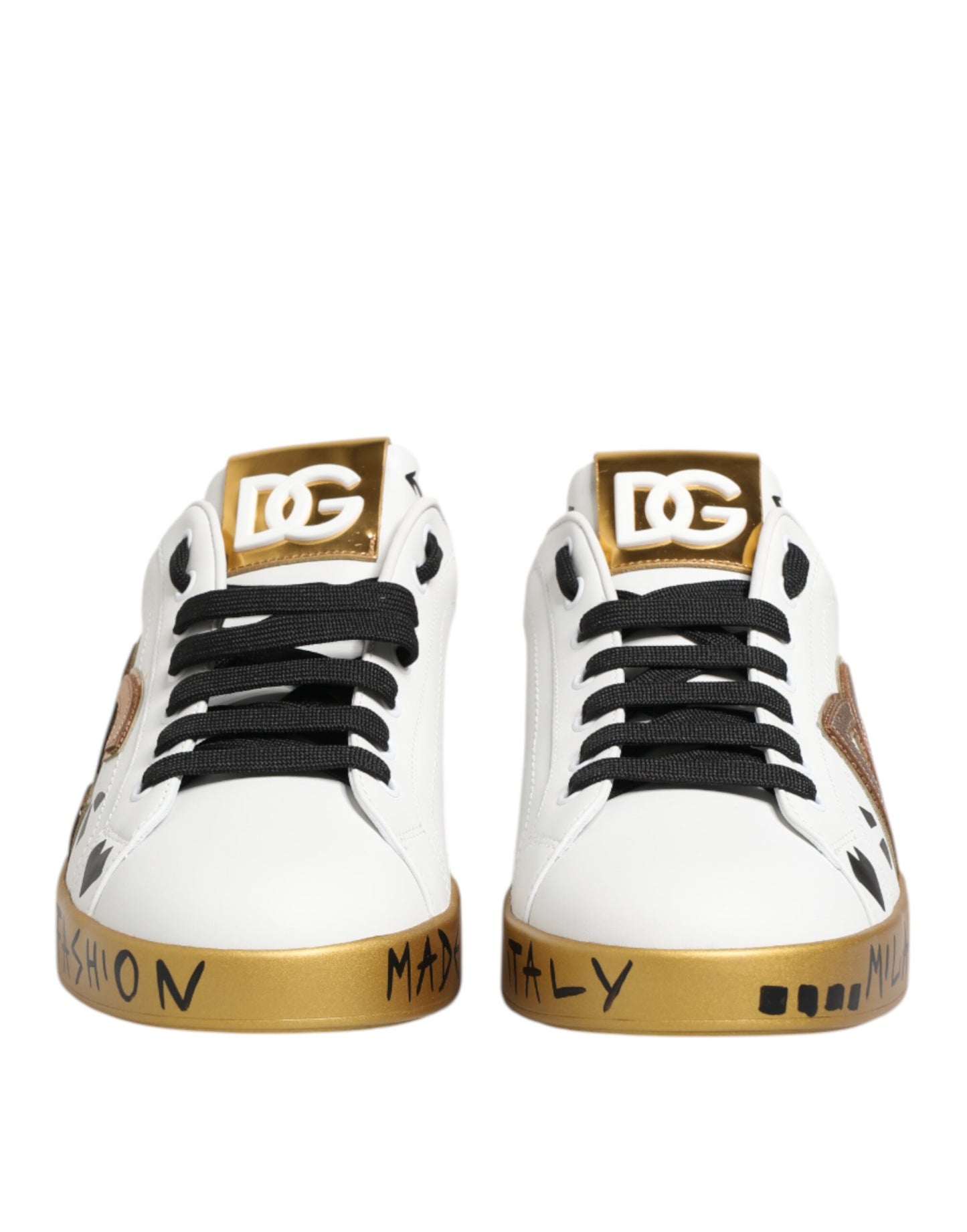 Dolce & Gabbana White Gold Crystal Portofino Sneakers Shoes Curated Luxury Accessories by Orvyn