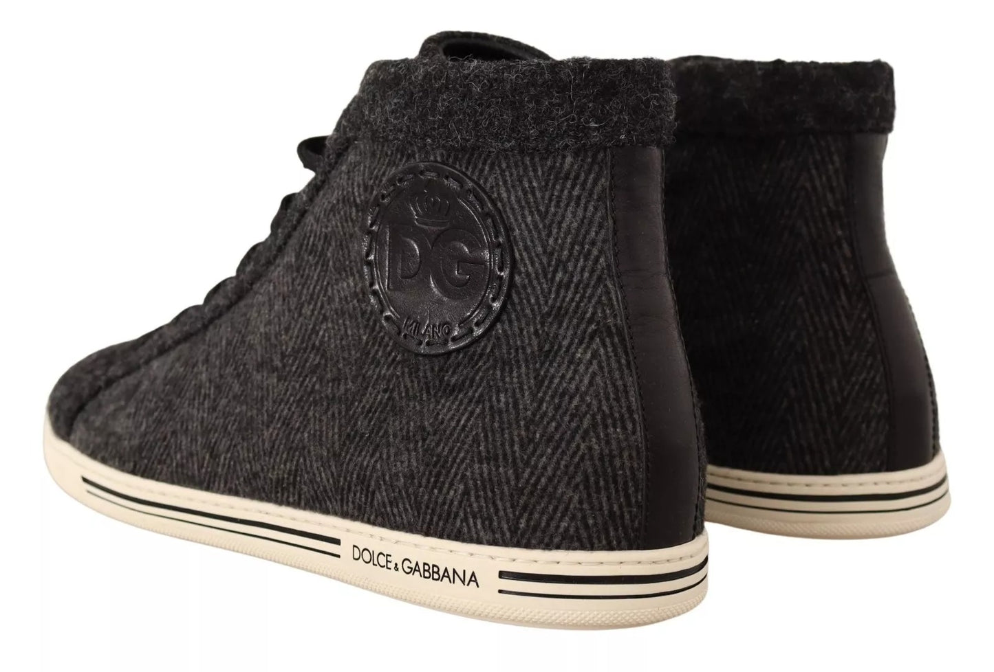 Dolce & Gabbana Gray Wool Cotton Casual High Top Sneakers Curated Luxury Accessories by Orvyn