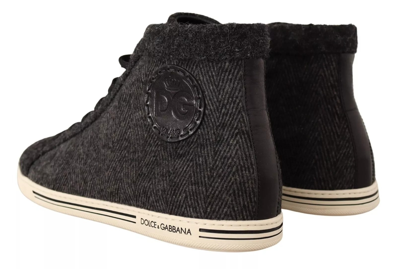 Dolce & Gabbana Gray Wool Cotton Casual High Top Sneakers Curated Luxury Accessories by Orvyn