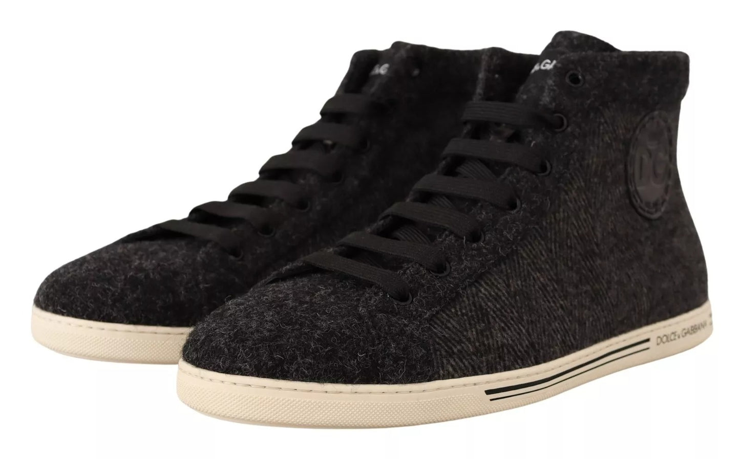 Dolce & Gabbana Gray Wool Cotton Casual High Top Sneakers Curated Luxury Accessories by Orvyn