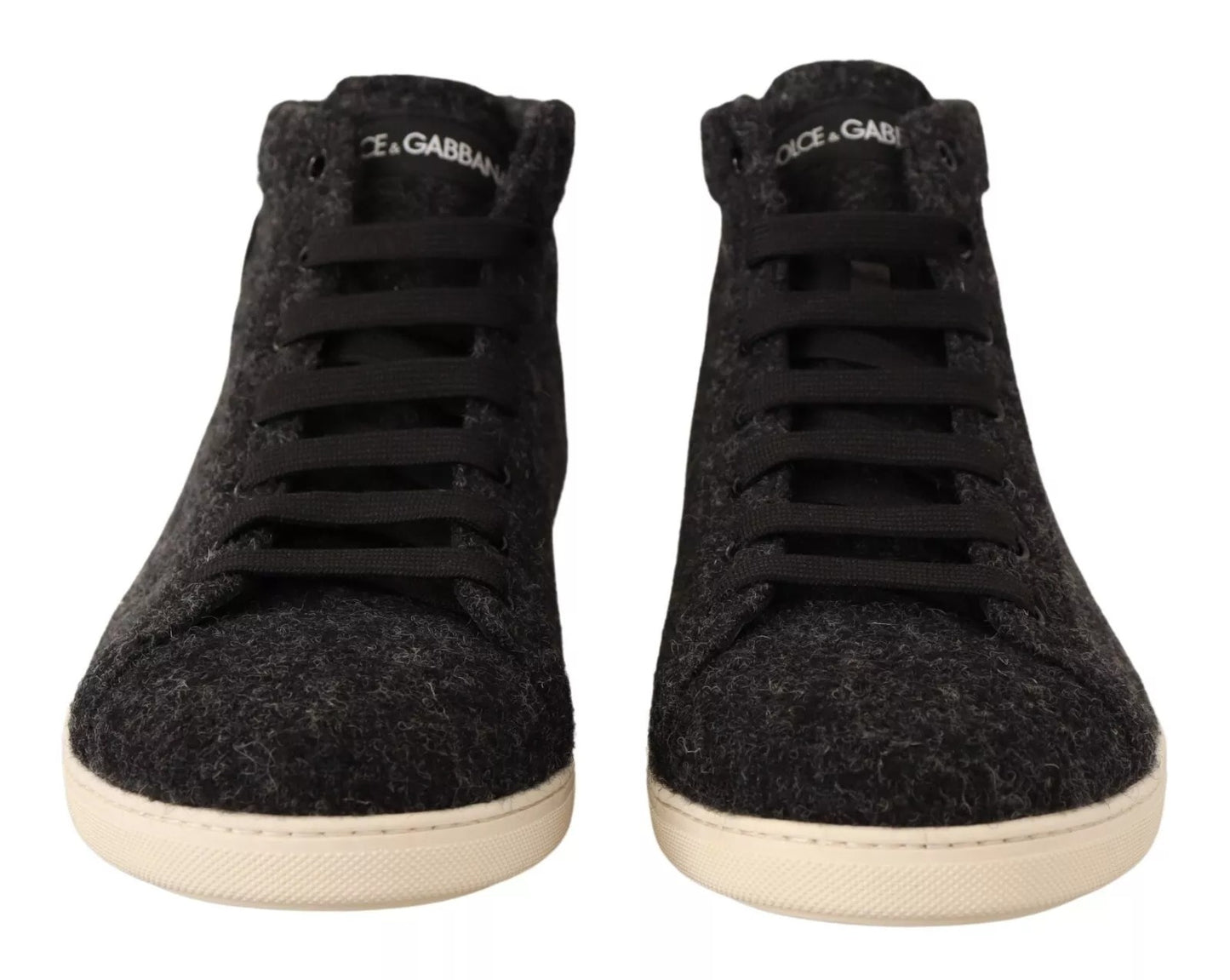 Dolce & Gabbana Gray Wool Cotton Casual High Top Sneakers Curated Luxury Accessories by Orvyn