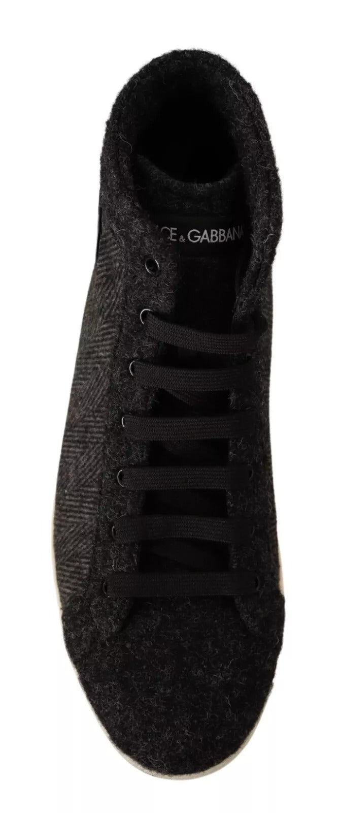 Dolce & Gabbana Gray Wool Cotton Casual High Top Sneakers Curated Luxury Accessories by Orvyn