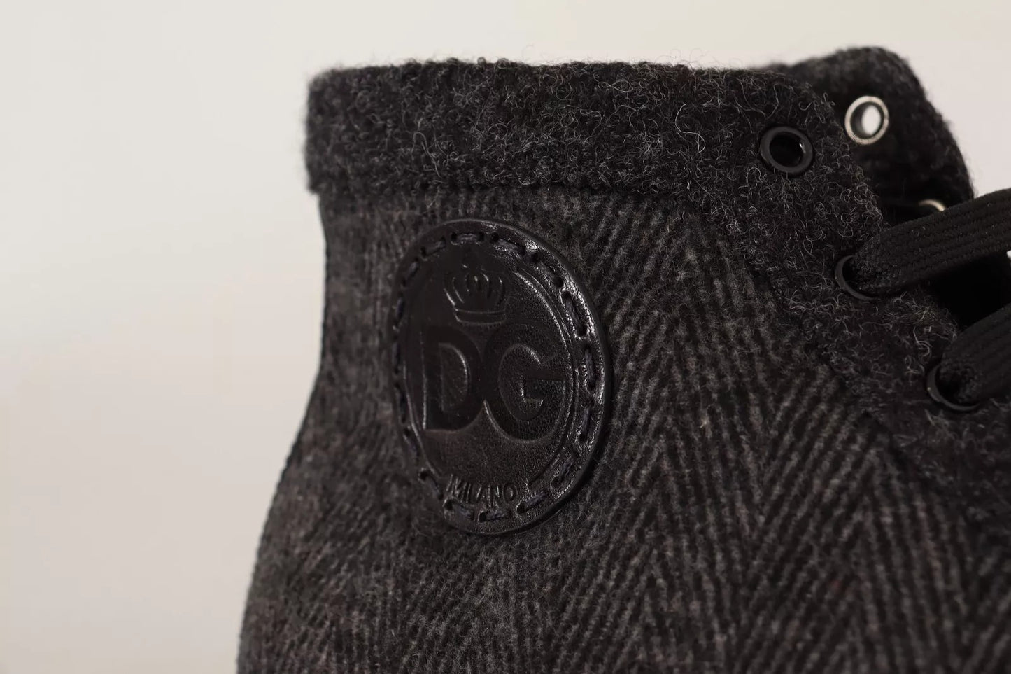 Dolce & Gabbana Gray Wool Cotton Casual High Top Sneakers Curated Luxury Accessories by Orvyn
