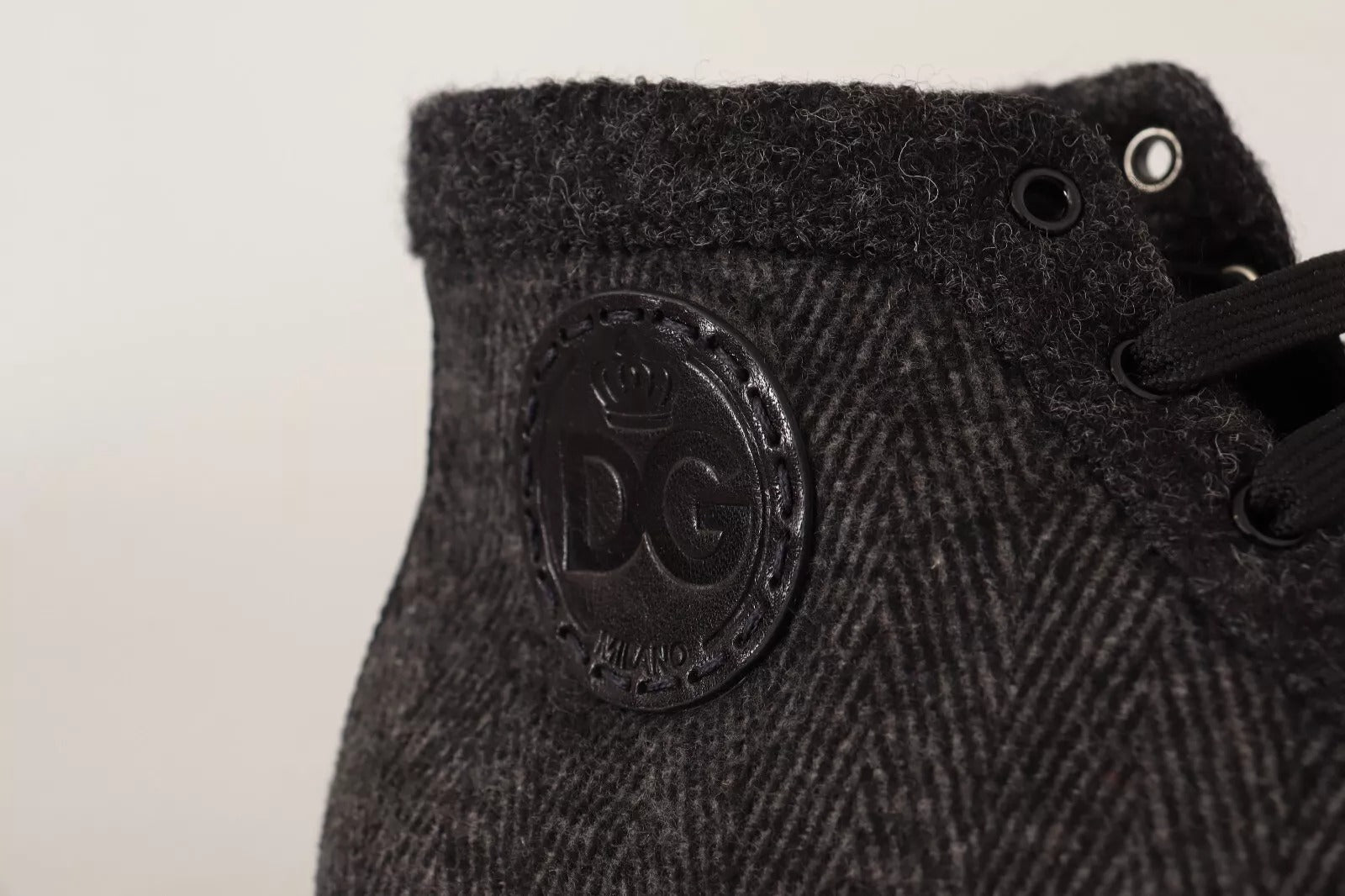 Dolce & Gabbana Gray Wool Cotton Casual High Top Sneakers Curated Luxury Accessories by Orvyn