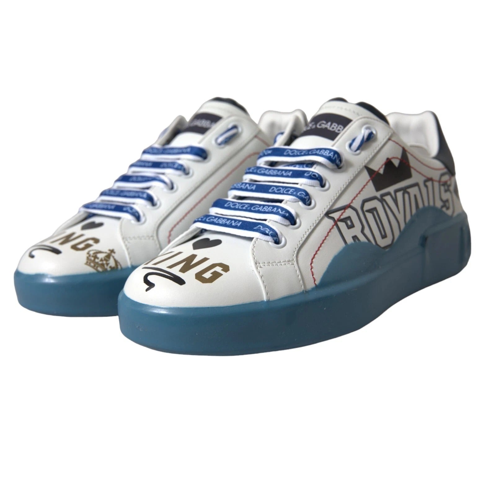 Dolce & Gabbana Blue White Printed Portofino Melt Sneakers Curated Luxury Accessories by Orvyn