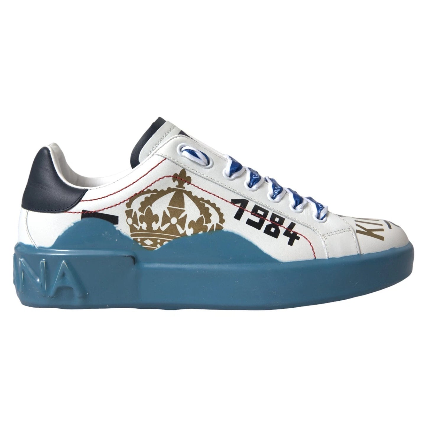 Dolce & Gabbana Blue White Printed Portofino Melt Sneakers Curated Luxury Accessories by Orvyn