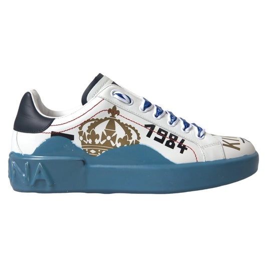 Dolce & Gabbana Blue White Printed Portofino Melt Sneakers Curated Luxury Accessories by Orvyn
