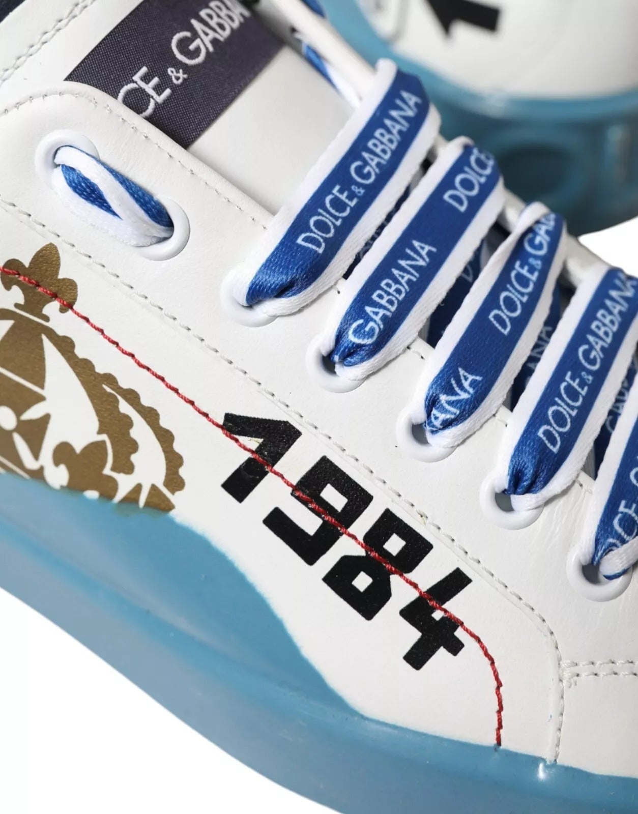 Dolce & Gabbana Blue White Printed Portofino Melt Sneakers Curated Luxury Accessories by Orvyn