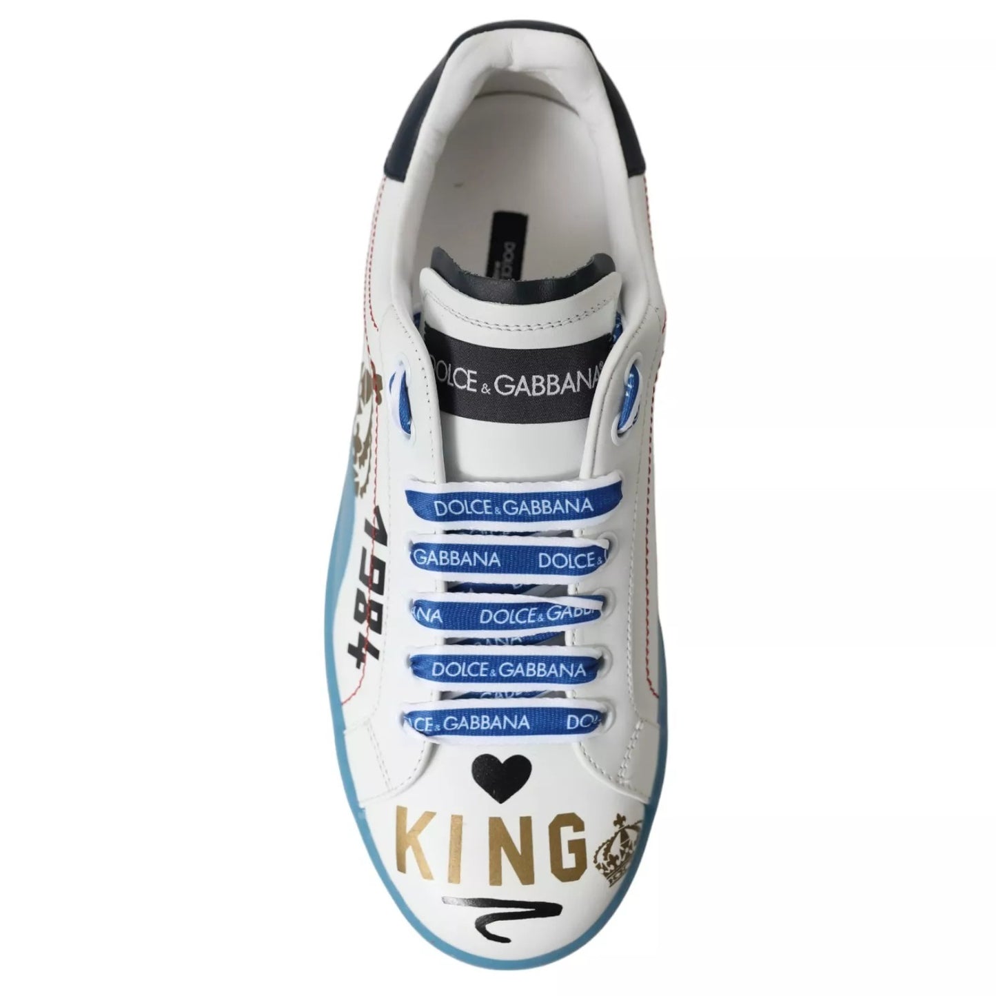 Dolce & Gabbana Blue White Printed Portofino Melt Sneakers Curated Luxury Accessories by Orvyn