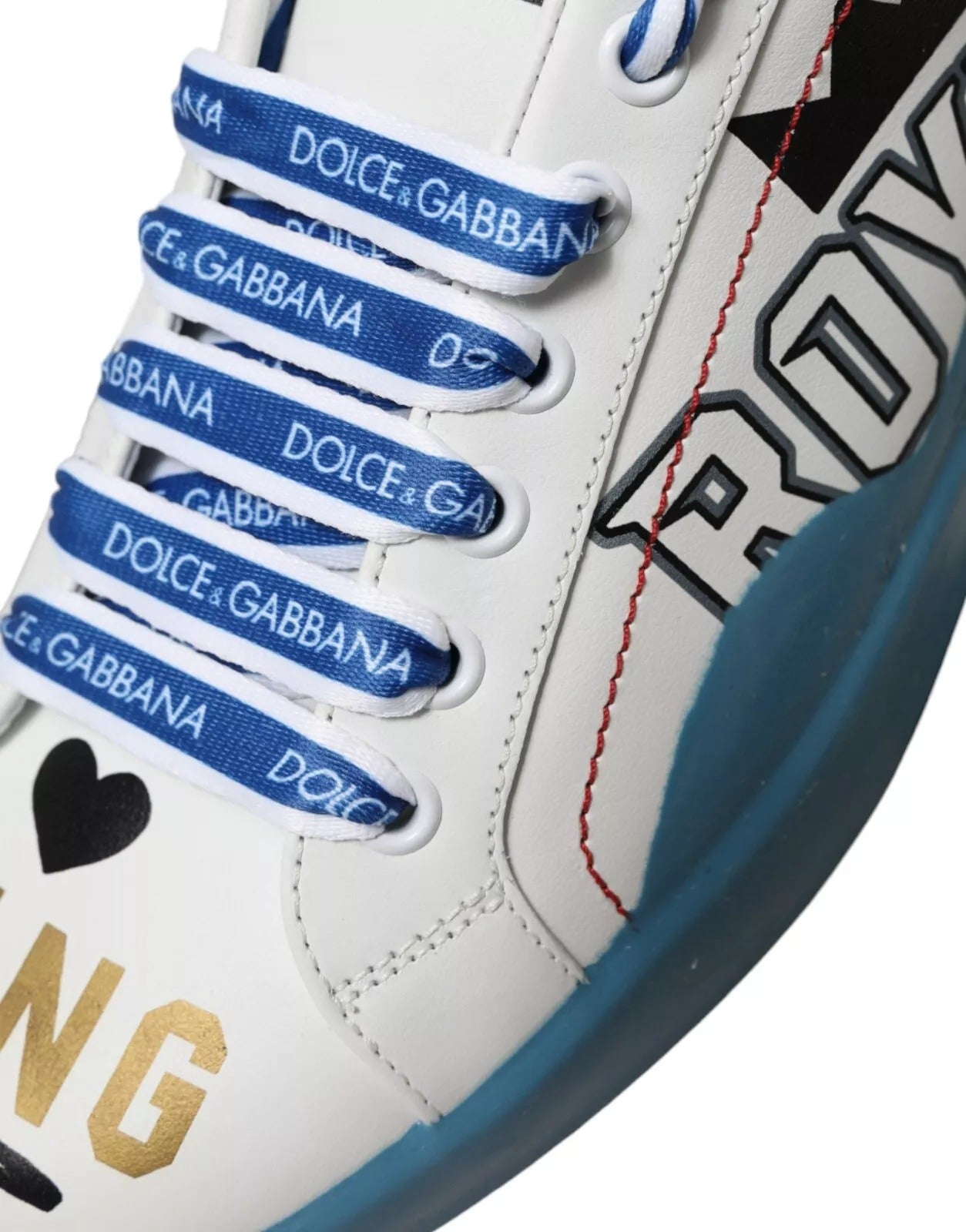 Dolce & Gabbana Blue White Printed Portofino Melt Sneakers Curated Luxury Accessories by Orvyn