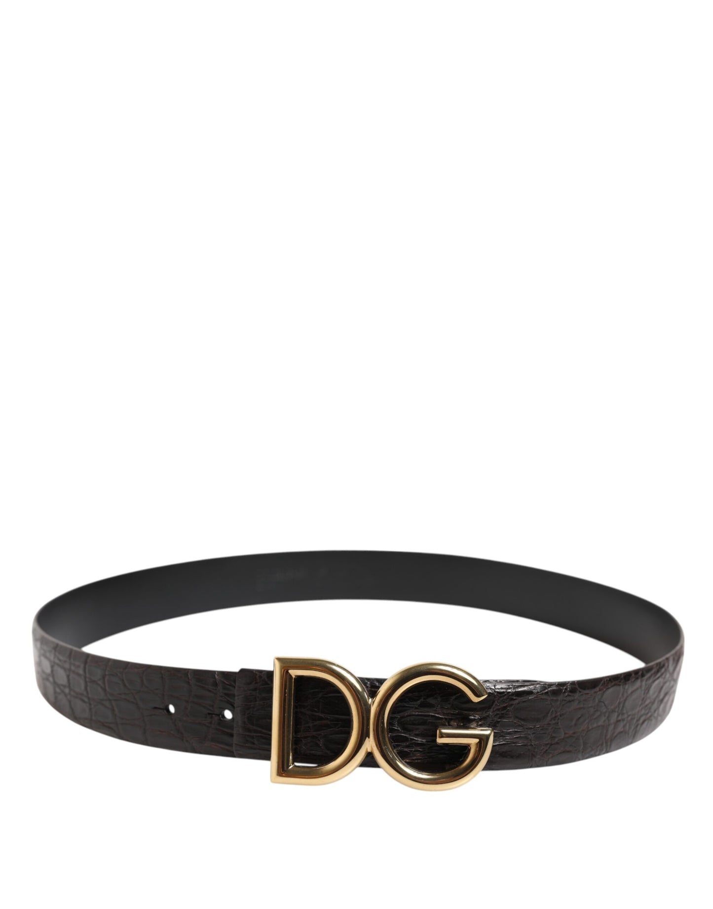 Dolce & Gabbana Black Exotic Leather DG Logo Buckle Belt Curated Luxury Accessories by Orvyn