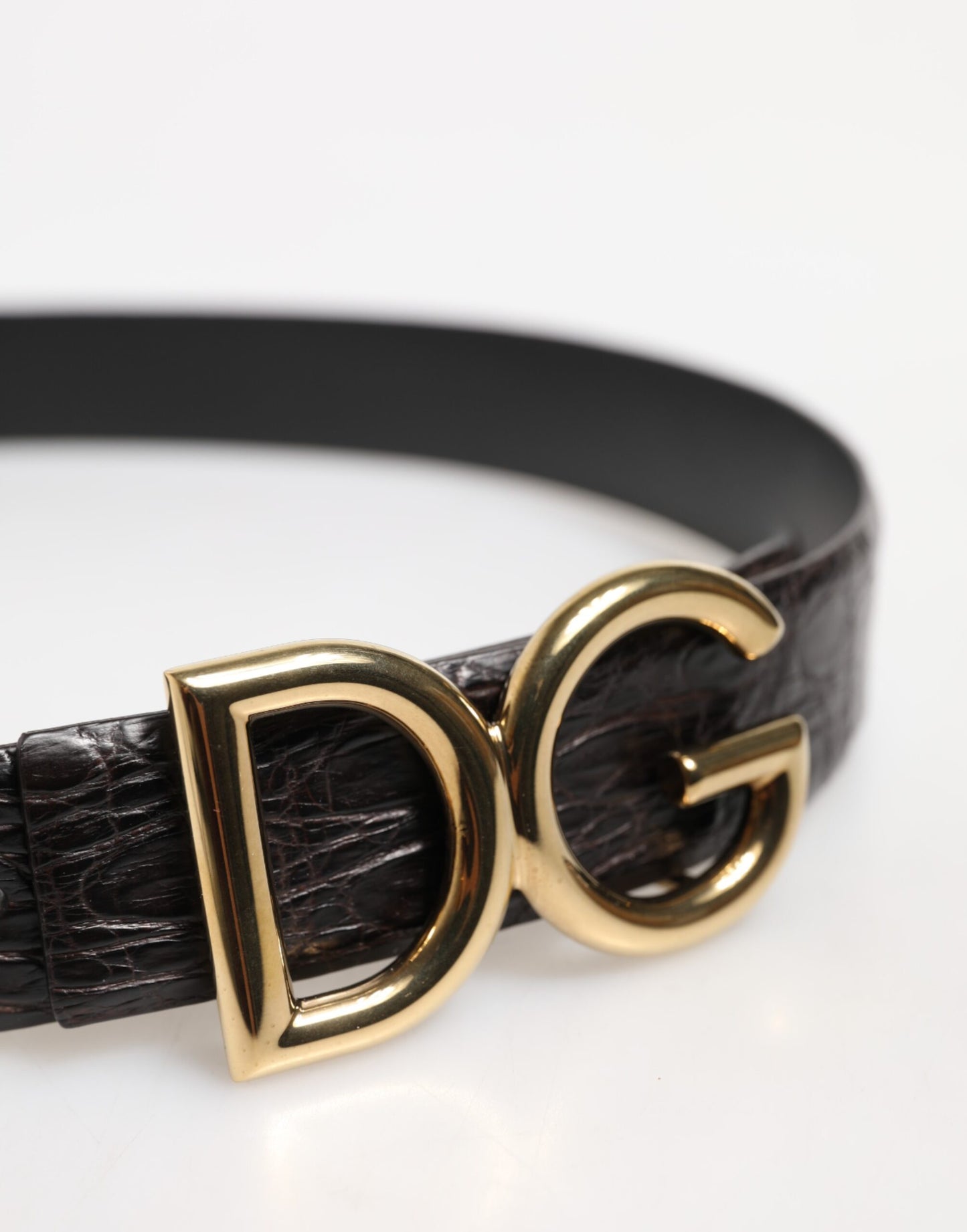 Dolce & Gabbana Black Exotic Leather DG Logo Buckle Belt Curated Luxury Accessories by Orvyn