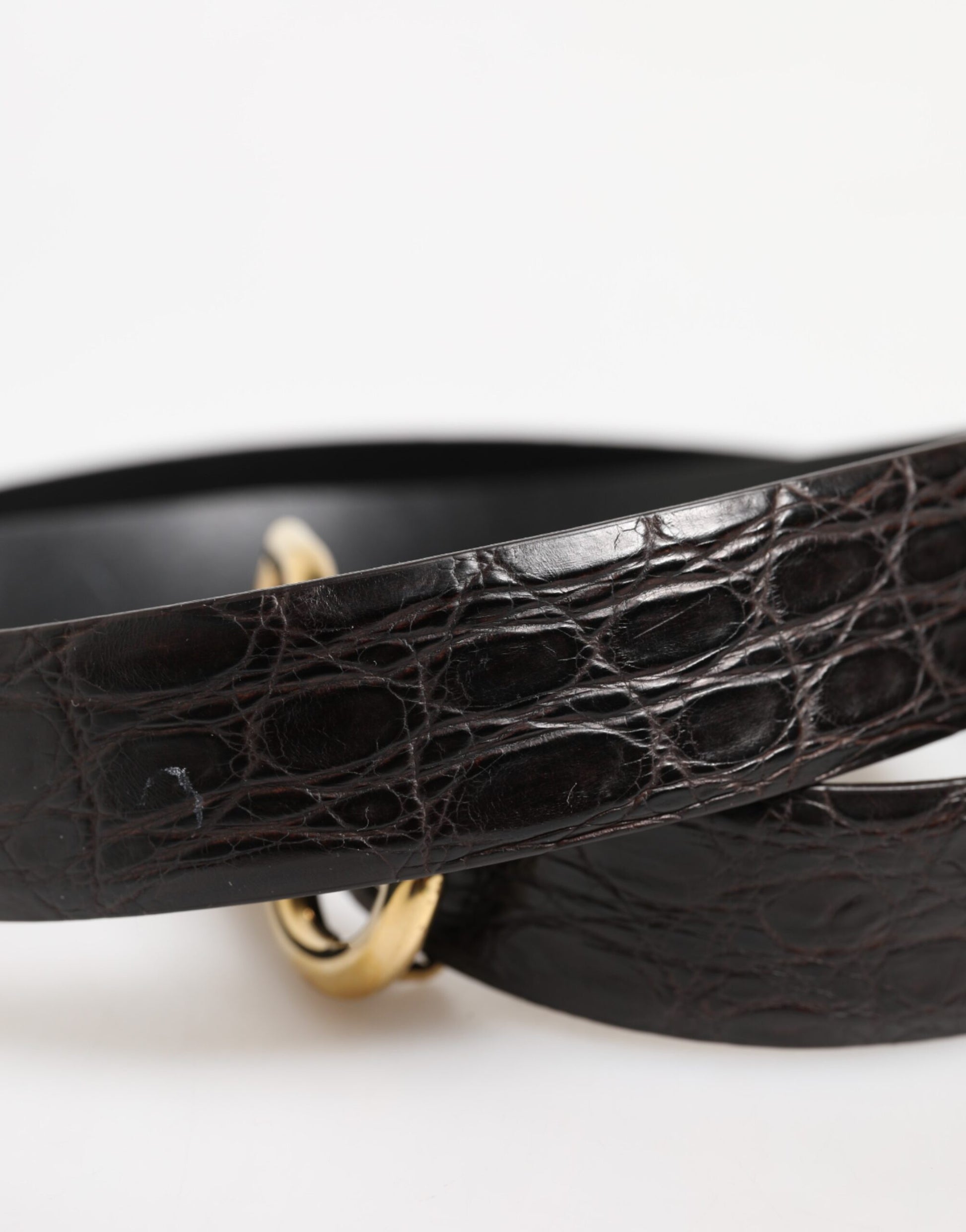 Dolce & Gabbana Black Exotic Leather DG Logo Buckle Belt Curated Luxury Accessories by Orvyn