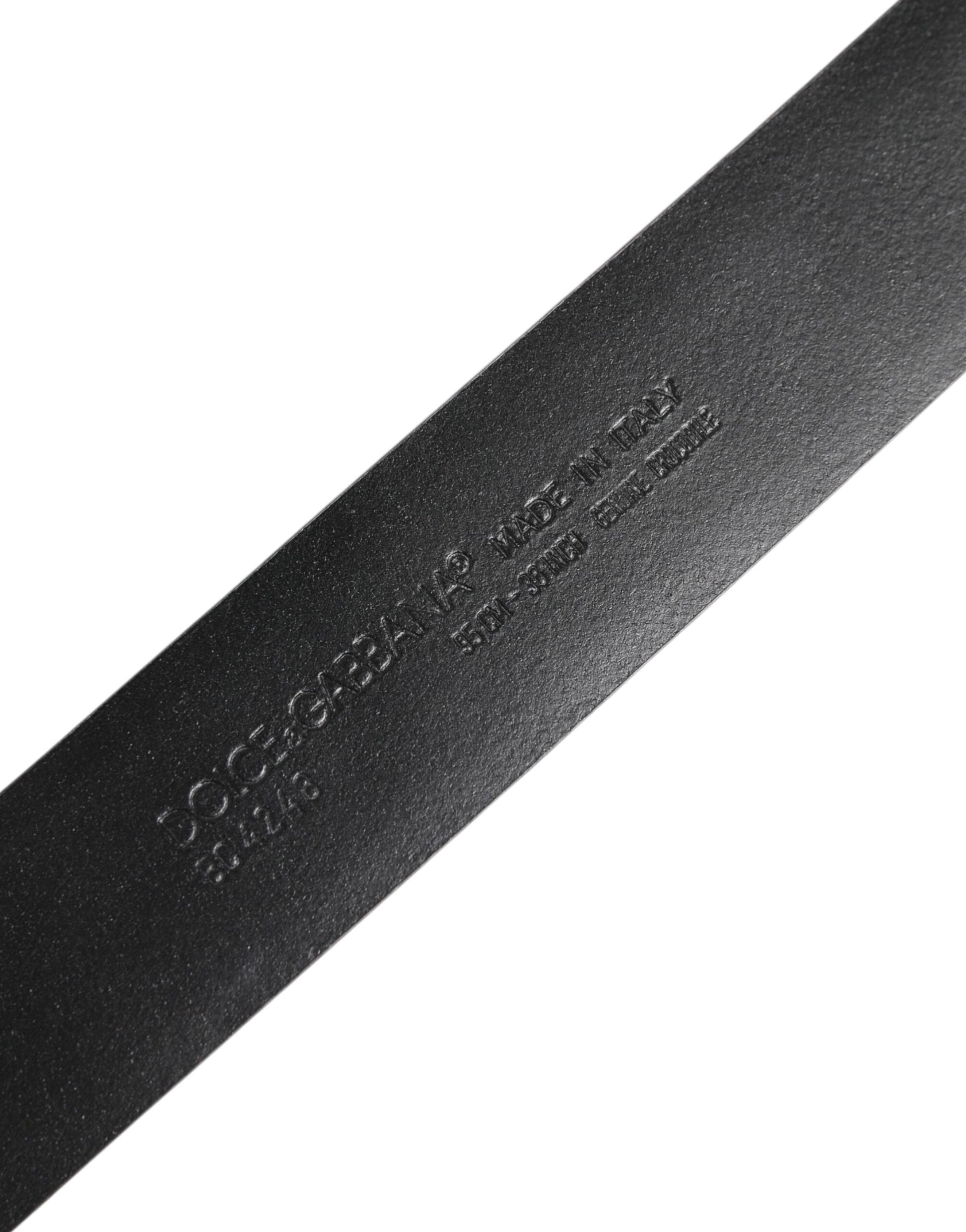 Dolce & Gabbana Black Exotic Leather DG Logo Buckle Belt Curated Luxury Accessories by Orvyn