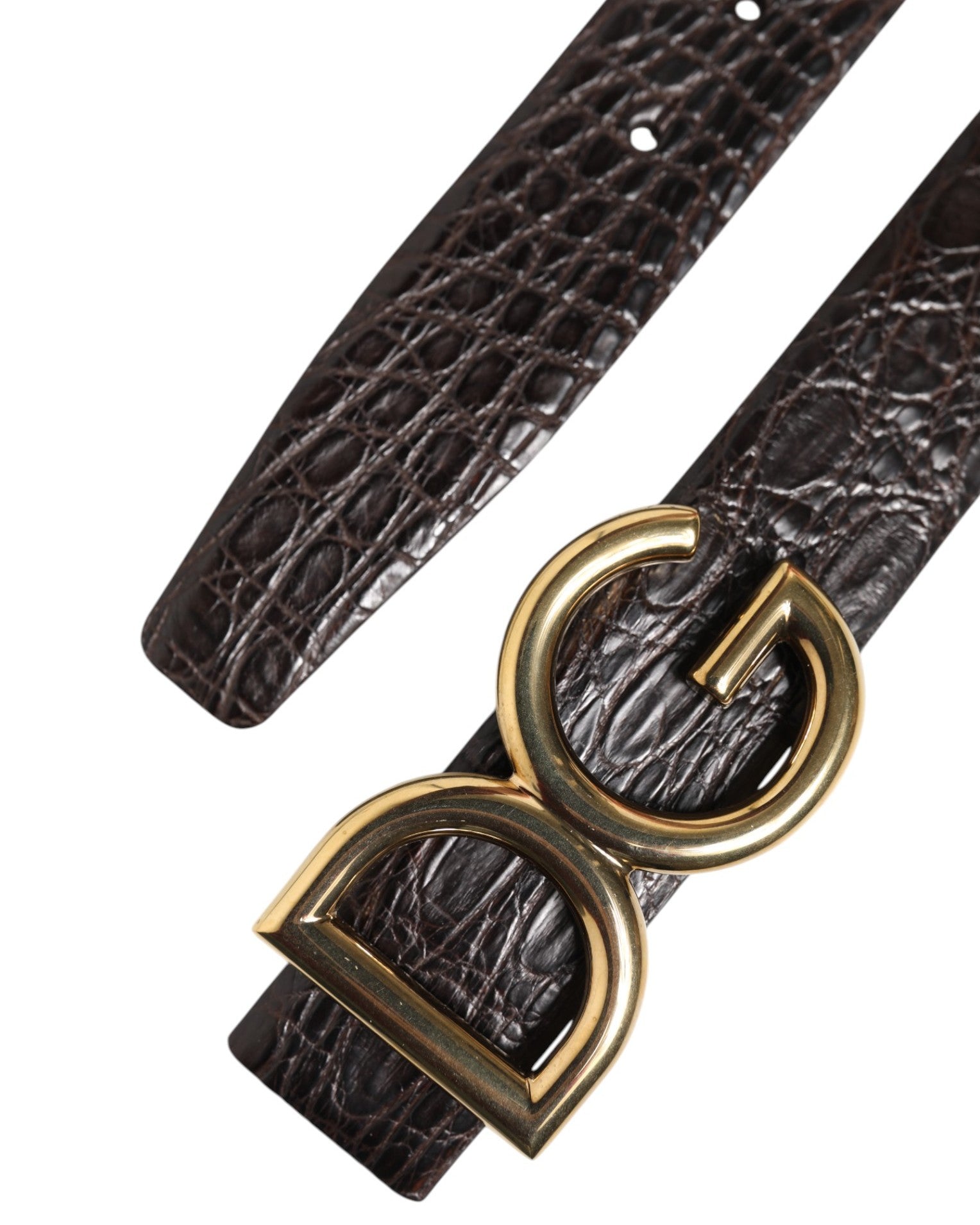 Dolce & Gabbana Black Exotic Leather DG Logo Buckle Belt Curated Luxury Accessories by Orvyn