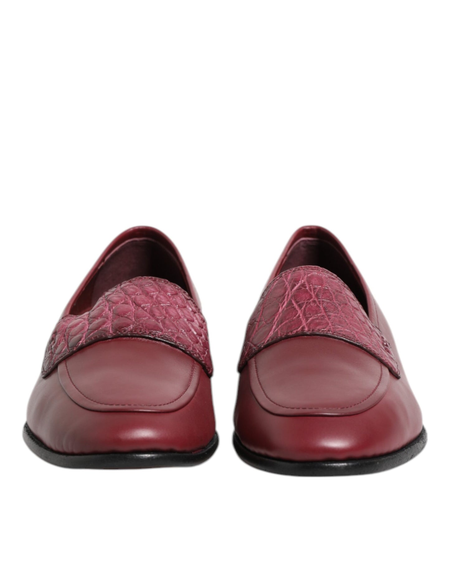 Dolce & Gabbana Burgundy Leather Formal Slip On Shoes Curated Luxury Accessories by Orvyn