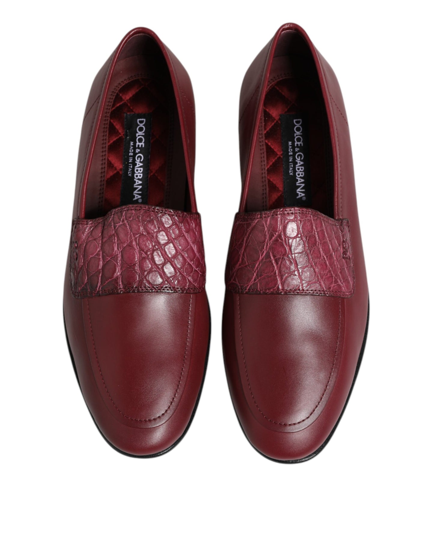 Dolce & Gabbana Burgundy Leather Formal Slip On Shoes Curated Luxury Accessories by Orvyn