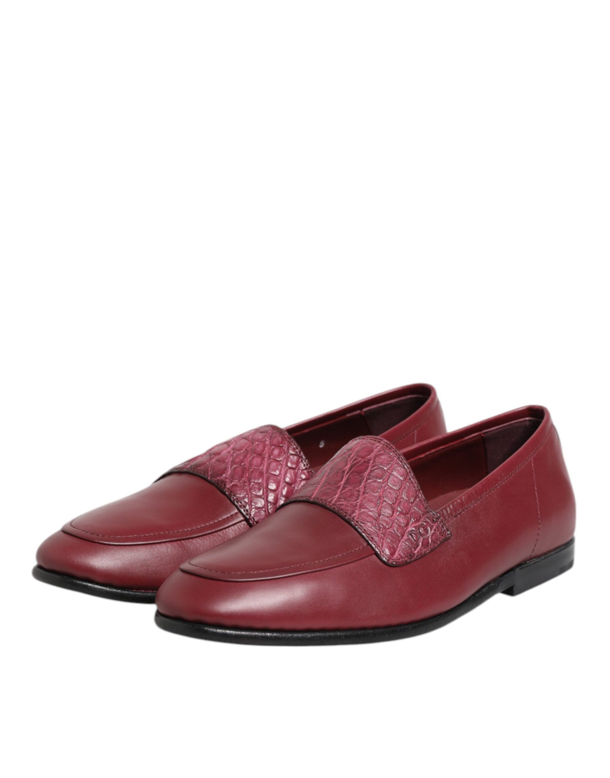 Dolce & Gabbana Burgundy Leather Formal Slip On Shoes Curated Luxury Accessories by Orvyn