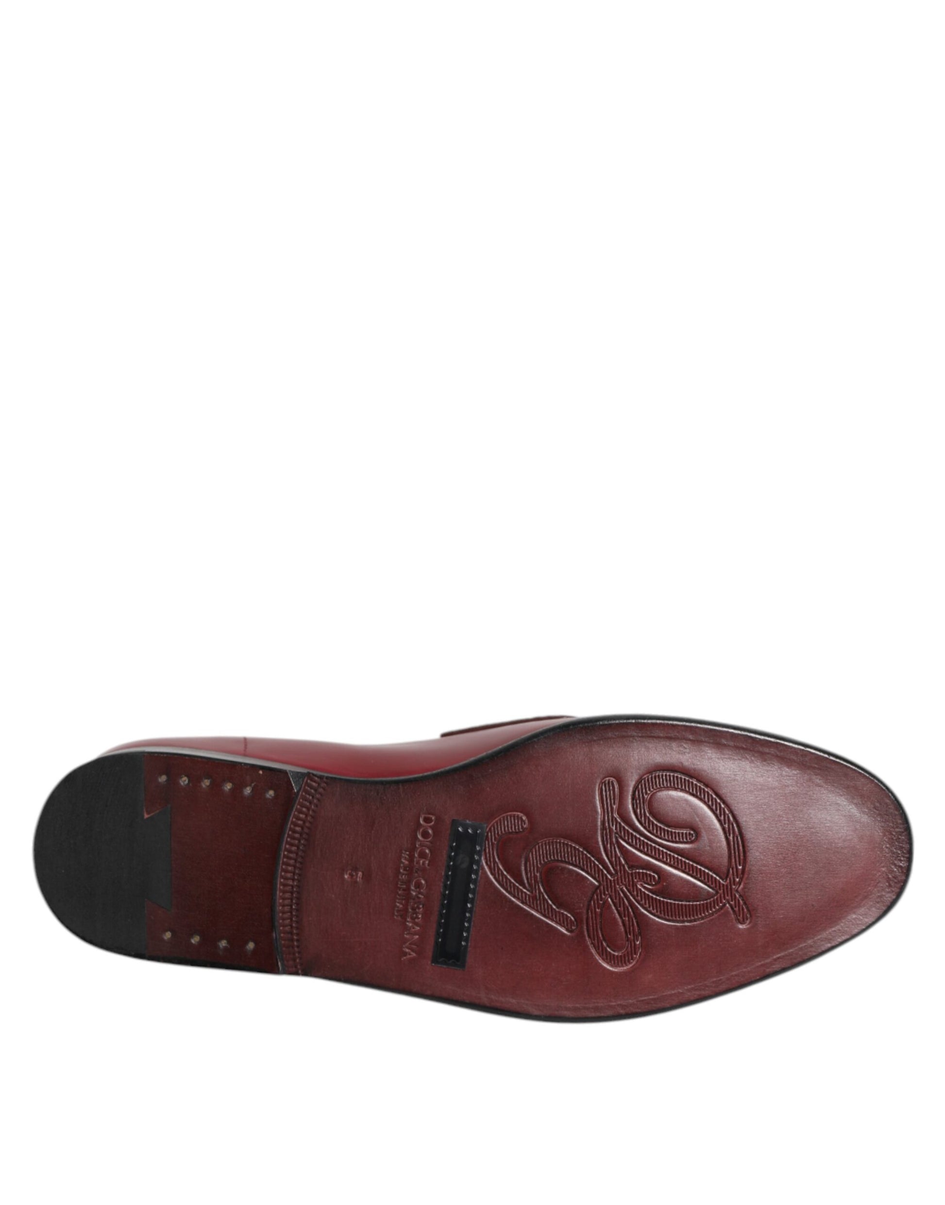 Dolce & Gabbana Burgundy Leather Formal Slip On Shoes Curated Luxury Accessories by Orvyn