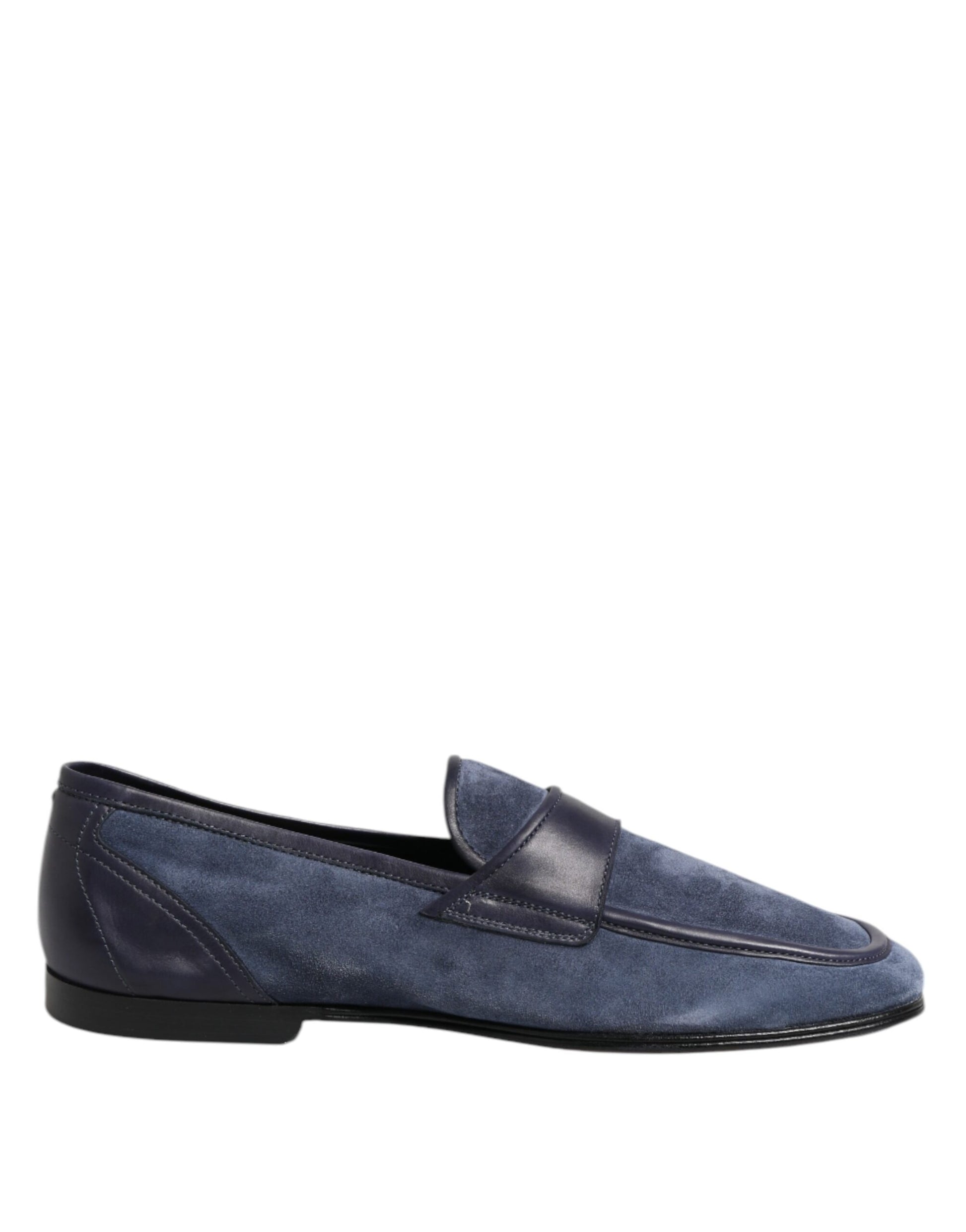 Dolce & Gabbana Blue Suede Leather Loafers Moccasin Shoes Curated Luxury Accessories by Orvyn