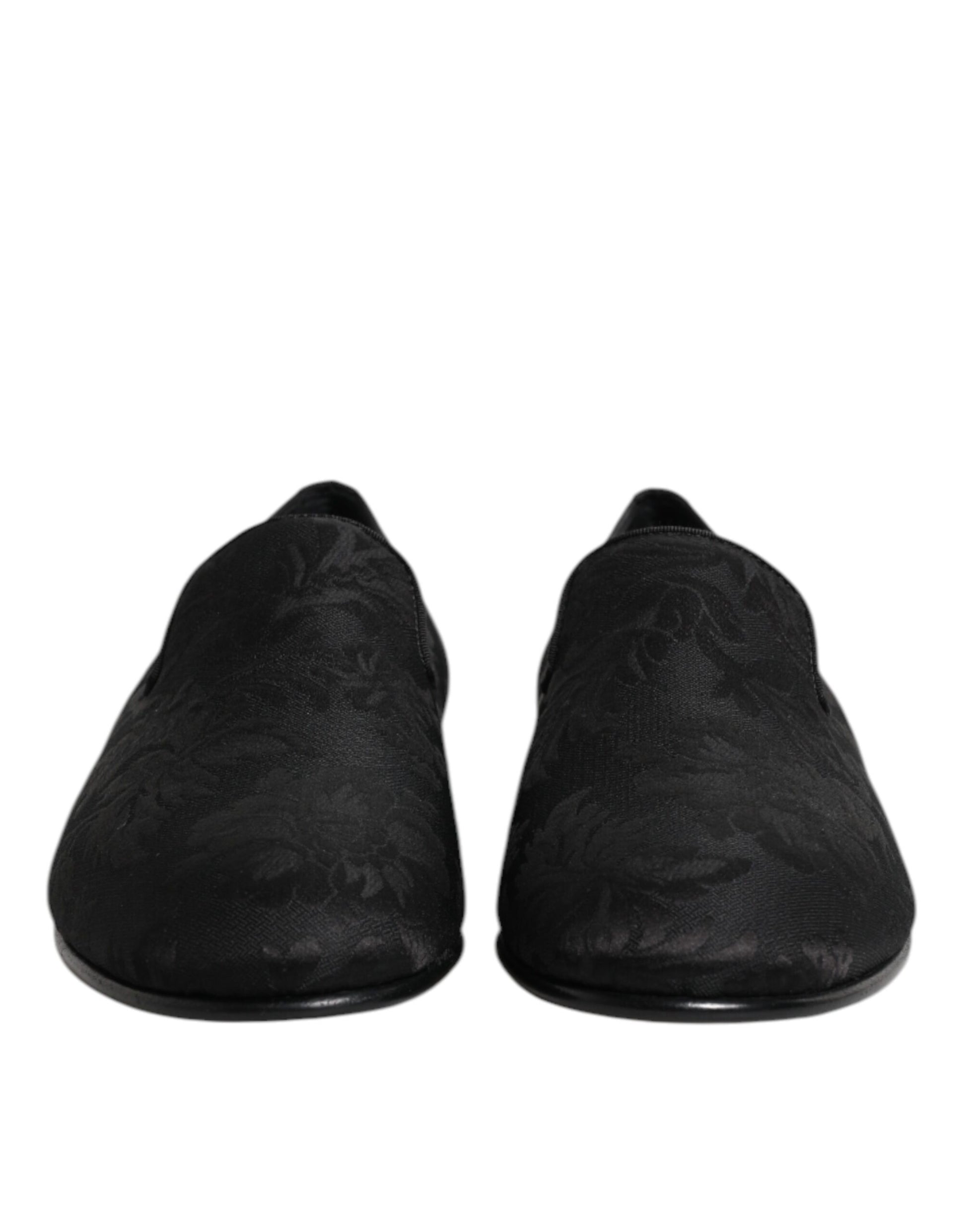 Dolce & Gabbana Black Floral Brocade Loafers Men Dress Shoes Curated Luxury Accessories by Orvyn